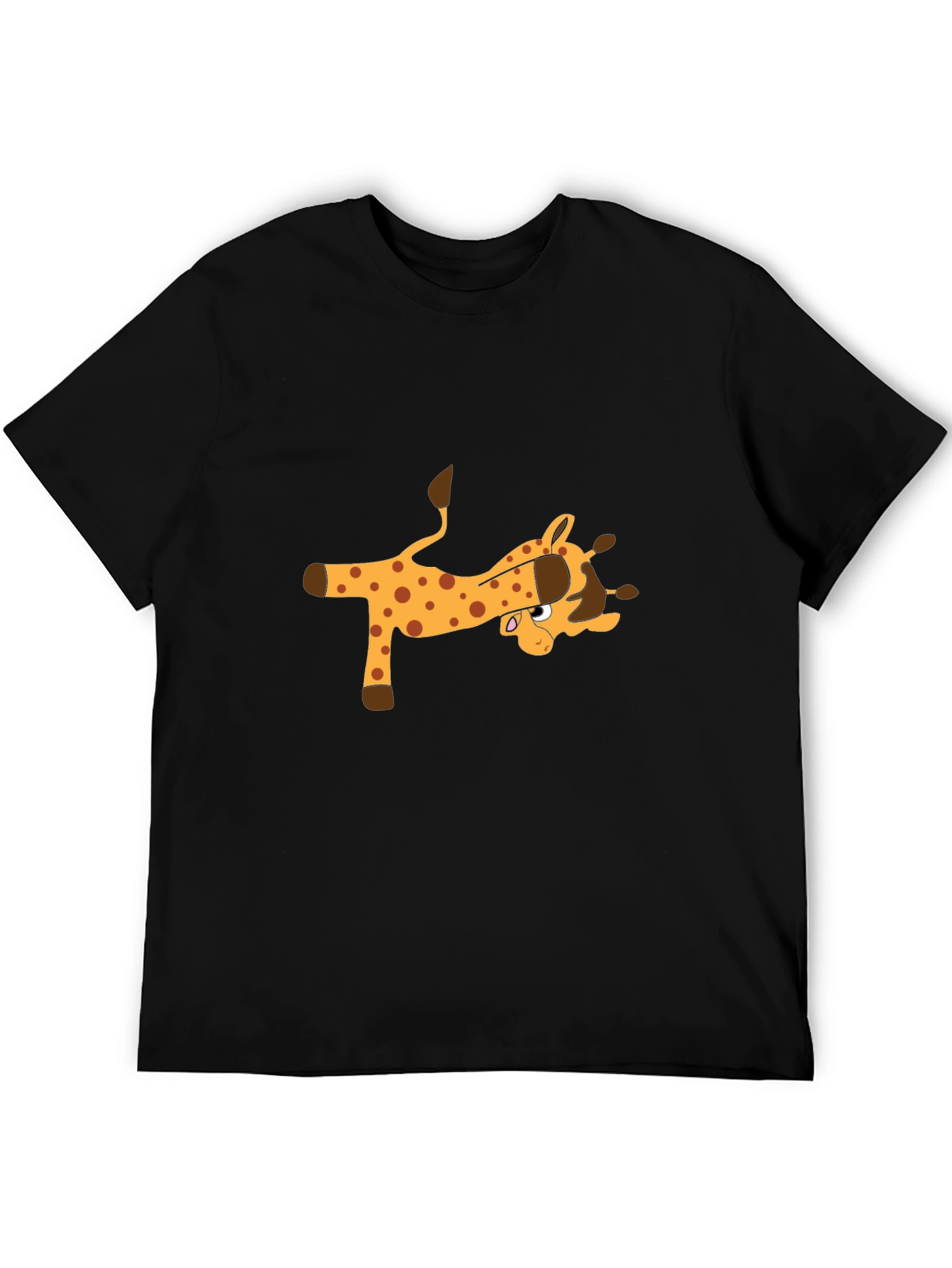 Cartoon Giraffe Black T-Shirt