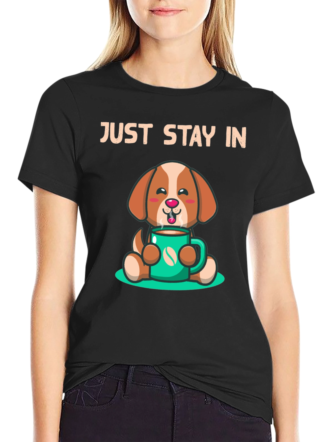 Stay In Coffee Dog Graphic T-Shirt