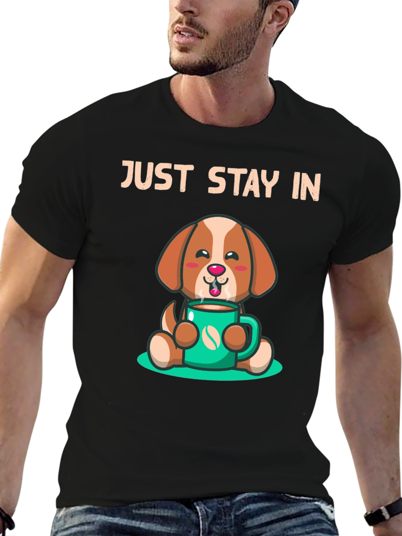 Stay In Coffee Dog Graphic T-Shirt