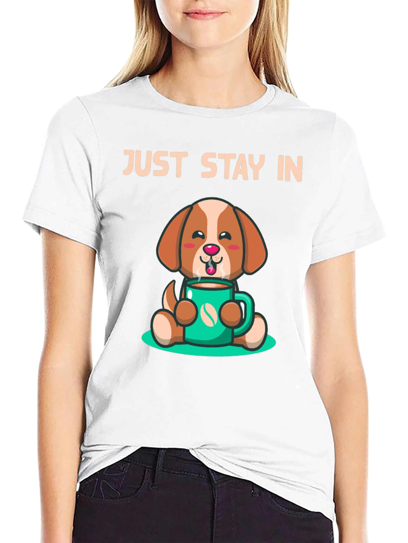 Stay In Coffee Dog Graphic T-Shirt
