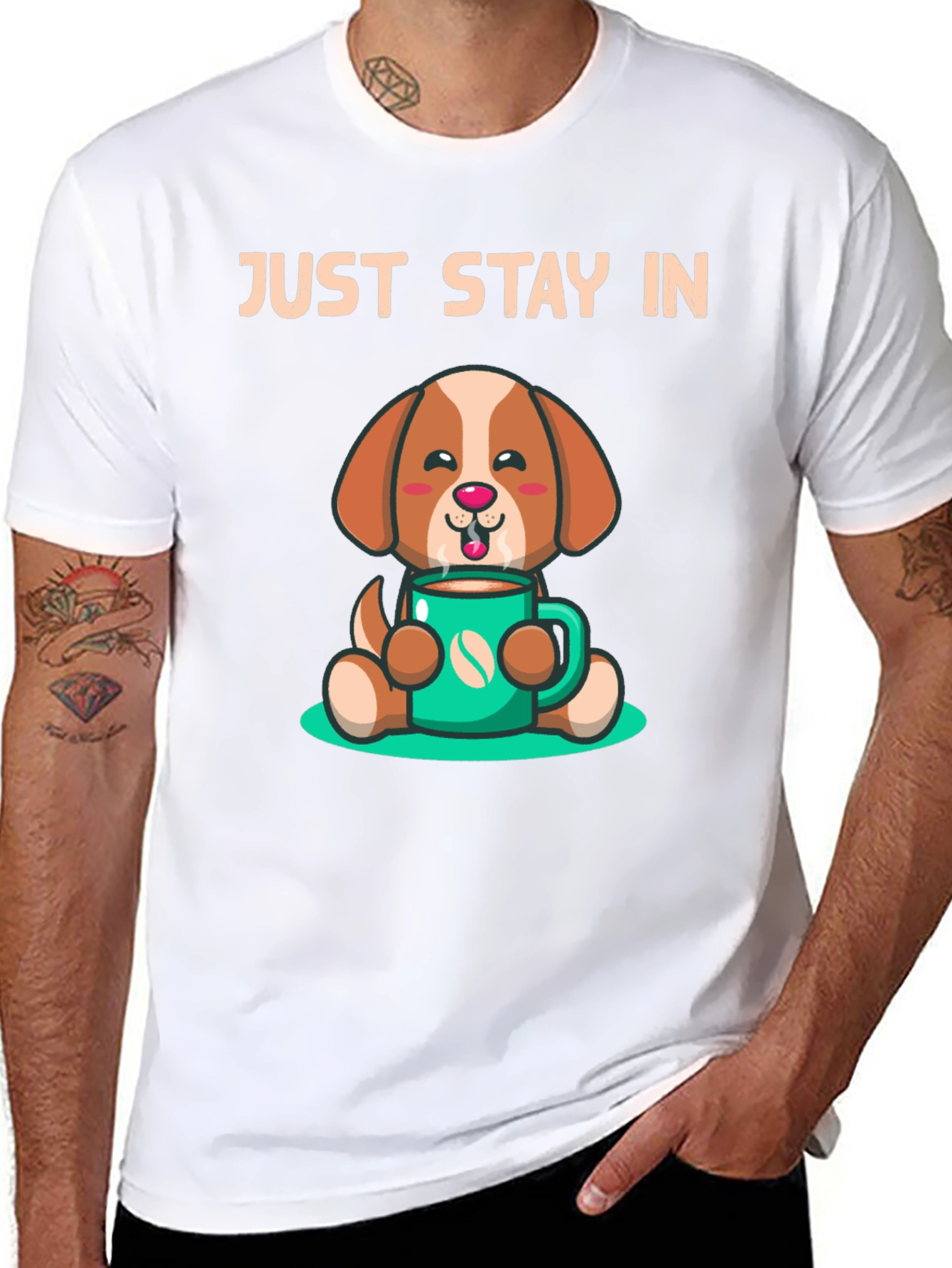 Stay In Coffee Dog Graphic T-Shirt