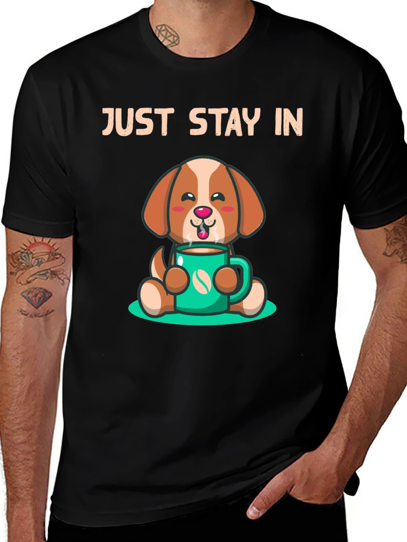 Stay In Coffee Dog Graphic T-Shirt