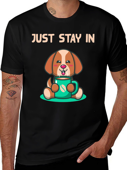 Stay In Coffee Dog Graphic T-Shirt