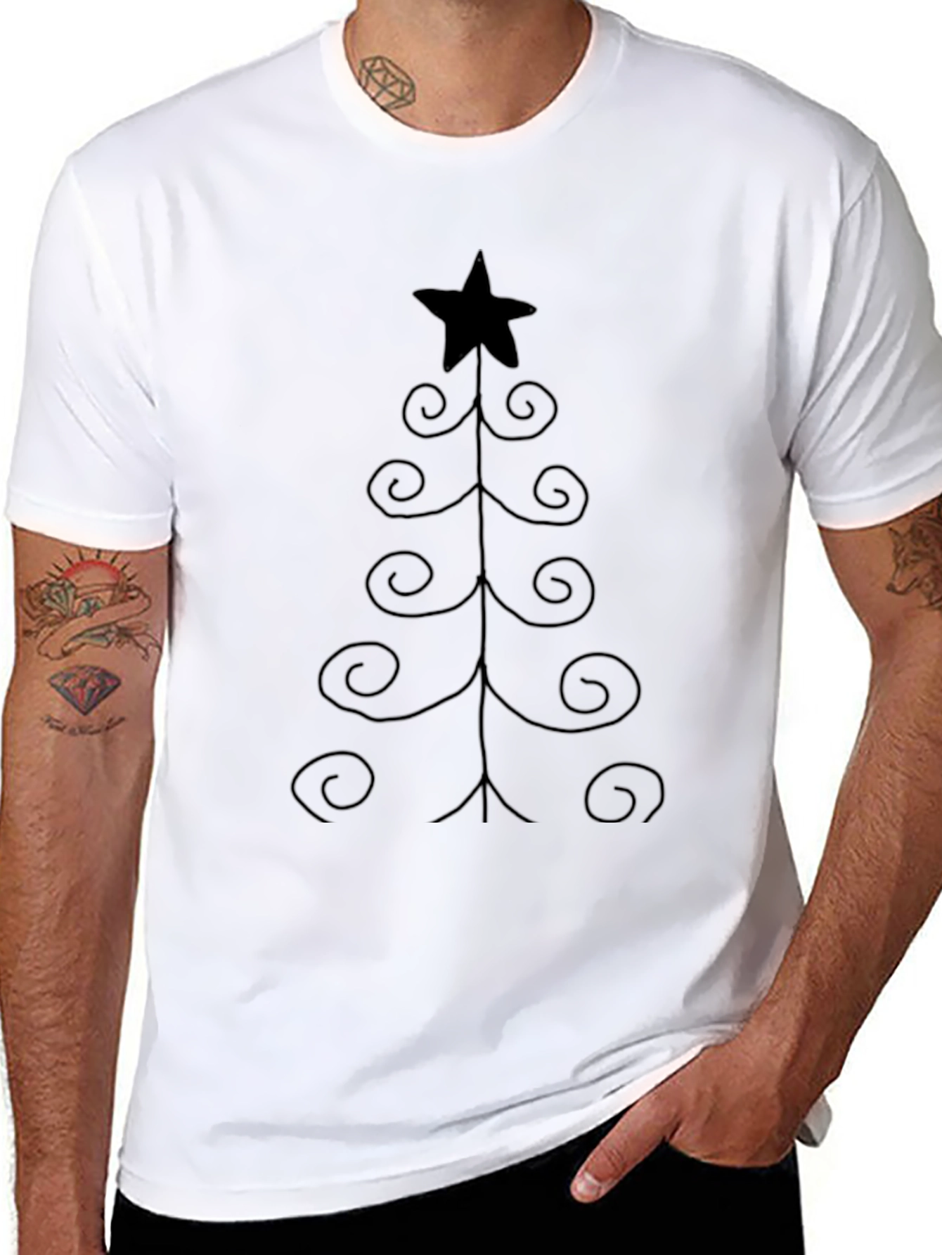 Christmas Tree Graphic Tee - Black