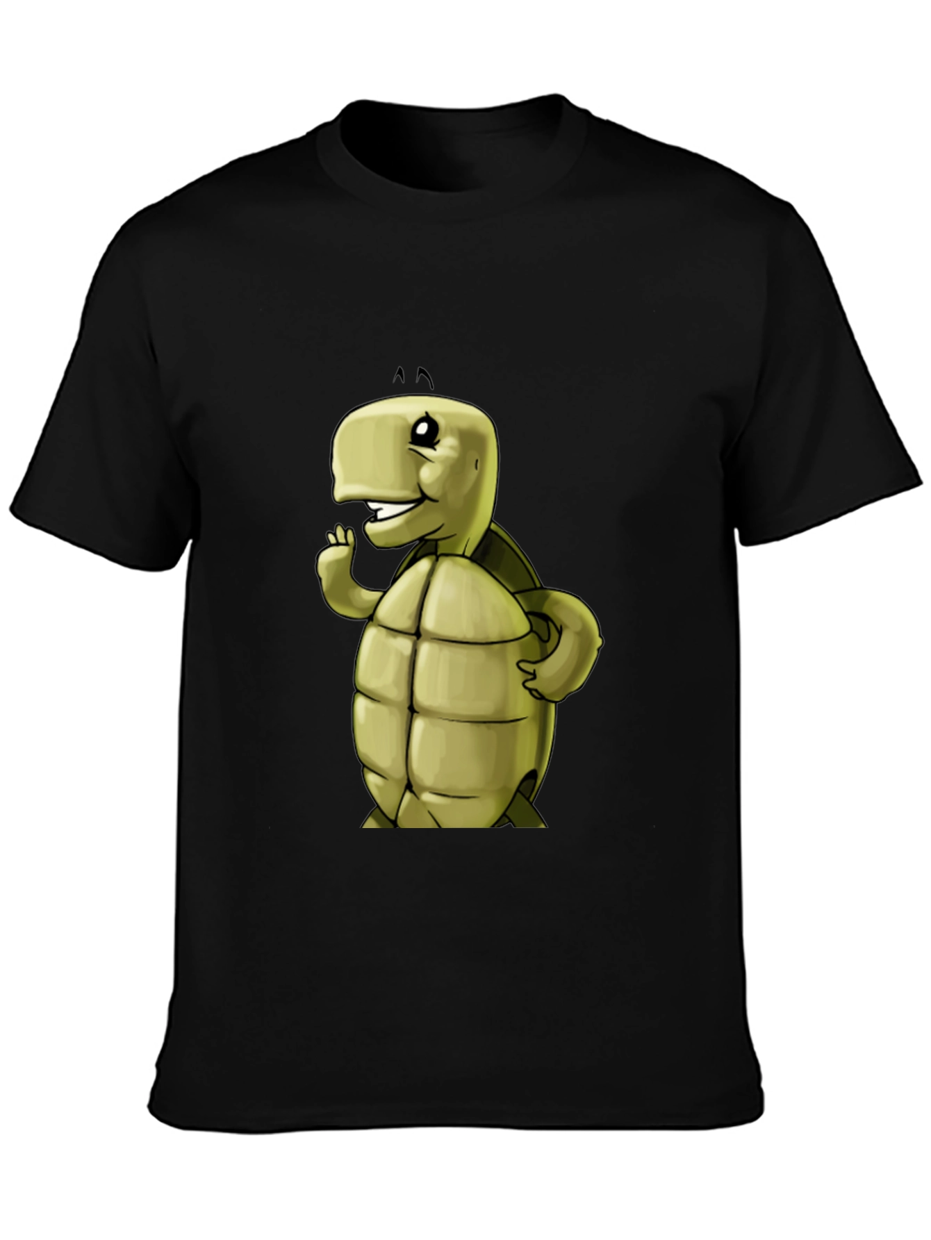 Cartoon Turtle Graphic Black T-Shirt