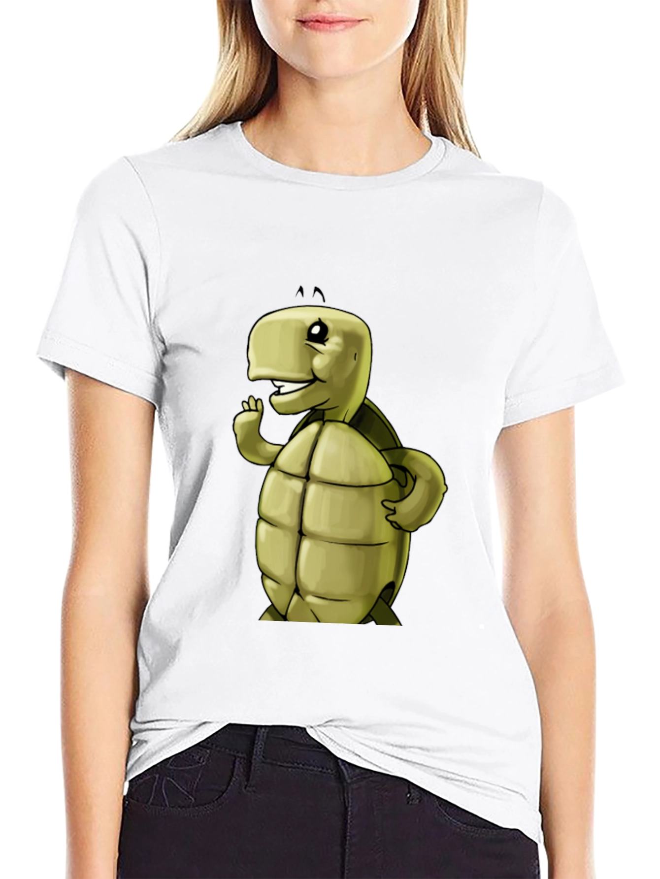 Cartoon Turtle Graphic Black T-Shirt