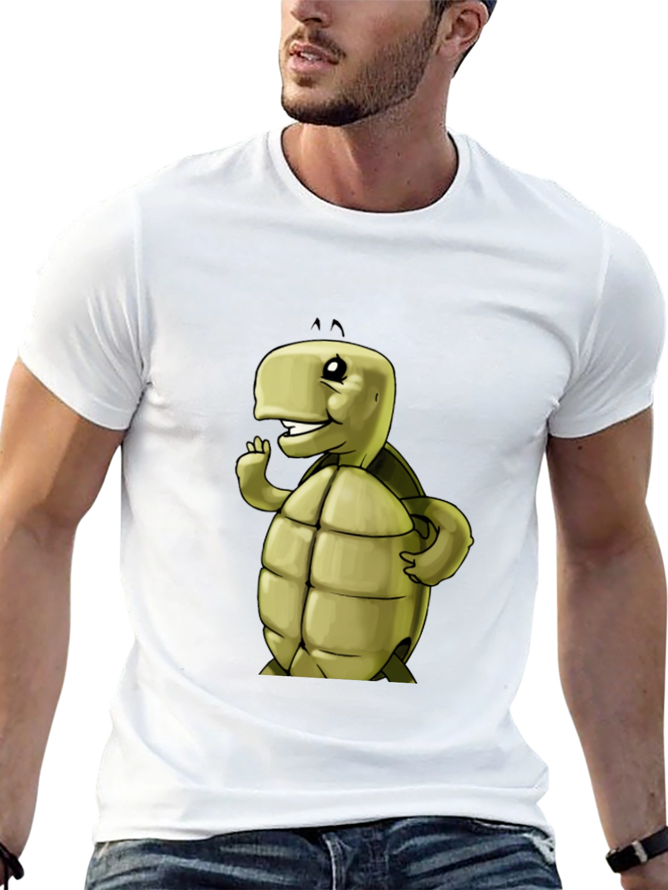 Cartoon Turtle Graphic Black T-Shirt