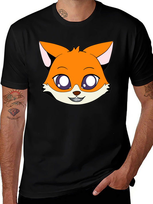 Cartoon Fox Graphic Tee - Unisex Black T-Shirt