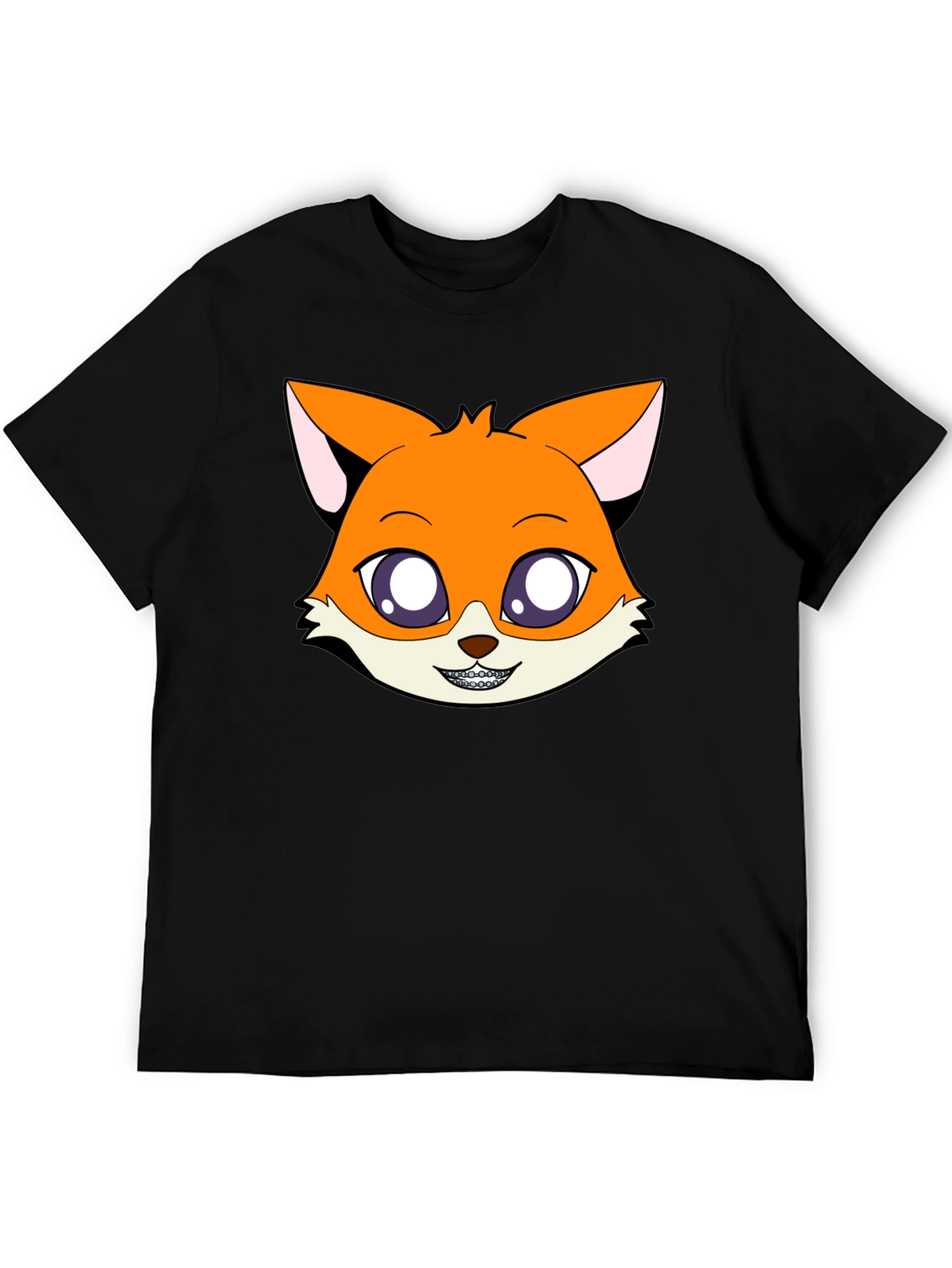 Cartoon Fox Graphic Tee - Unisex Black T-Shirt