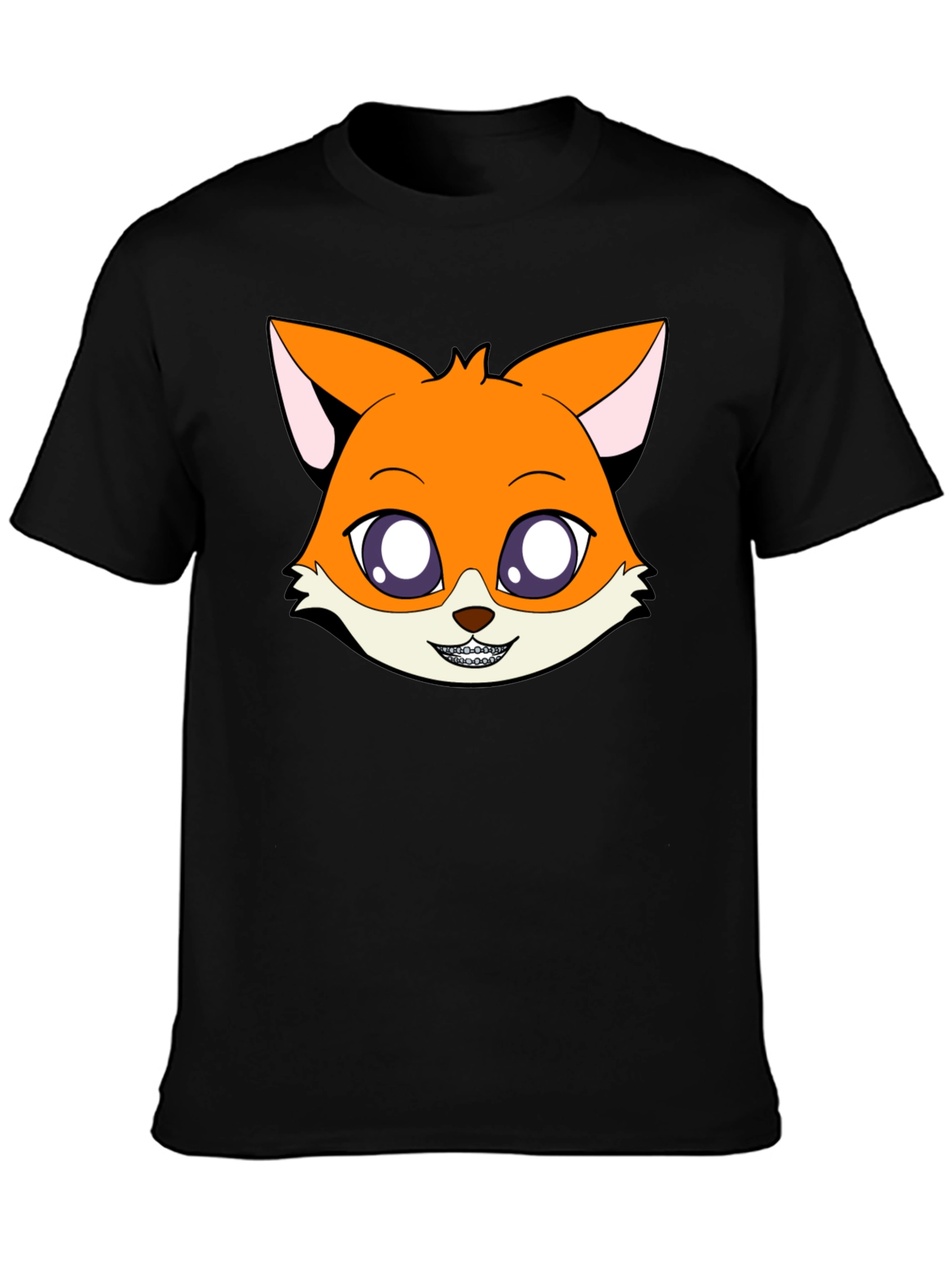 Cartoon Fox Graphic Tee - Unisex Black T-Shirt
