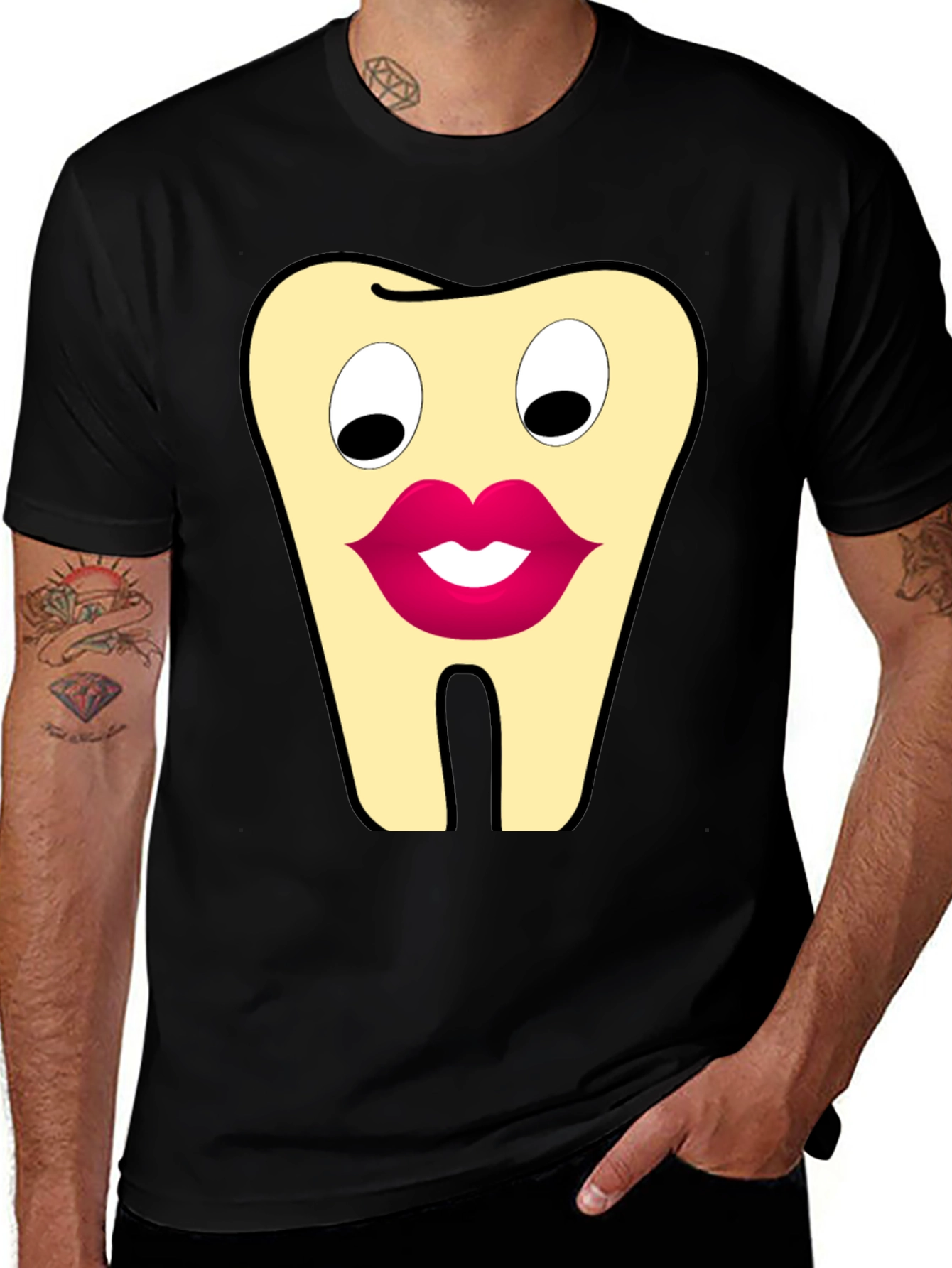 Funny Tooth Cartoon Graphic T-Shirt