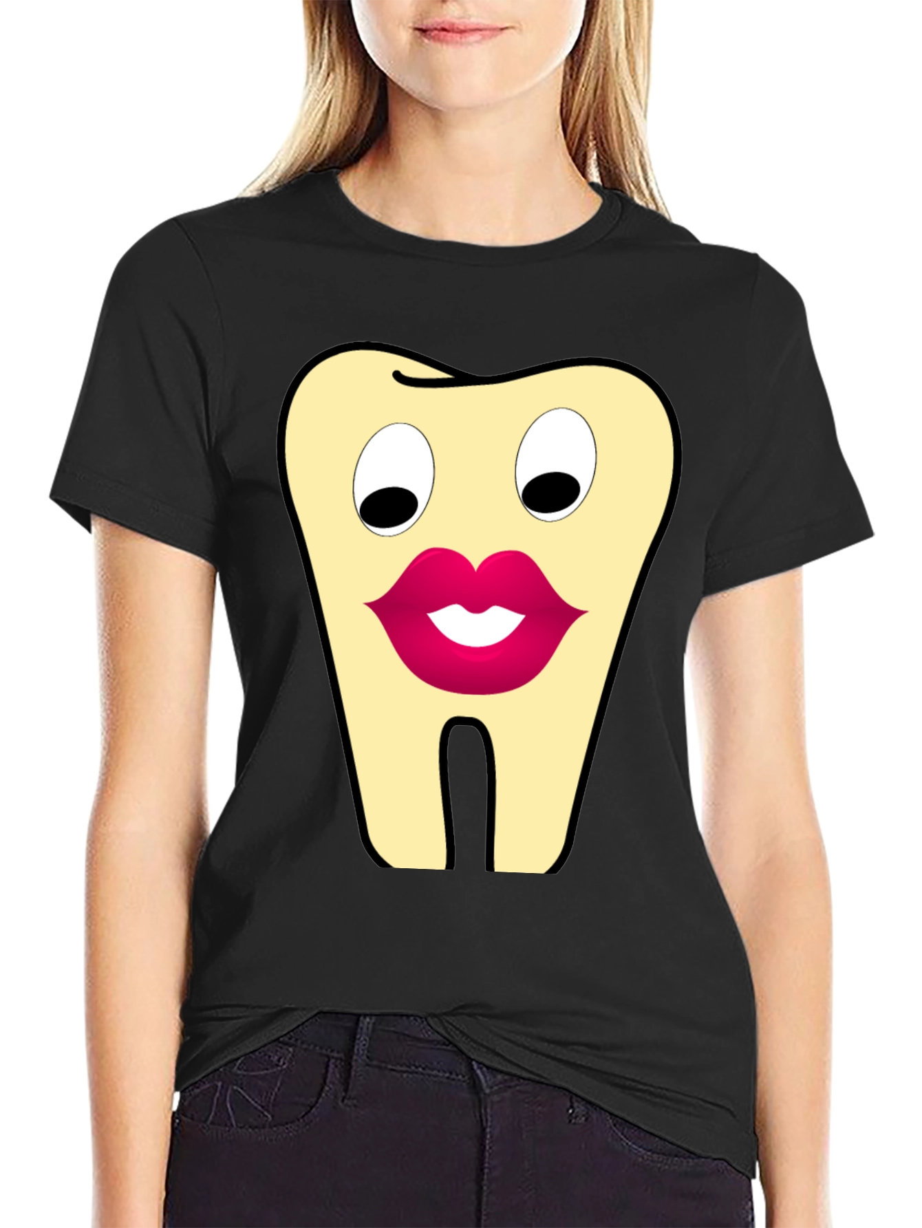 Funny Tooth Cartoon Graphic T-Shirt
