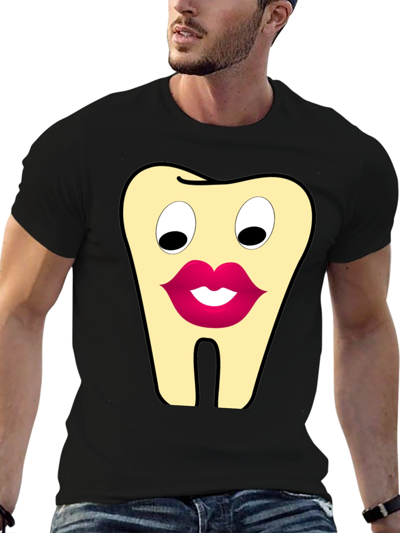 Funny Tooth Cartoon Graphic T-Shirt
