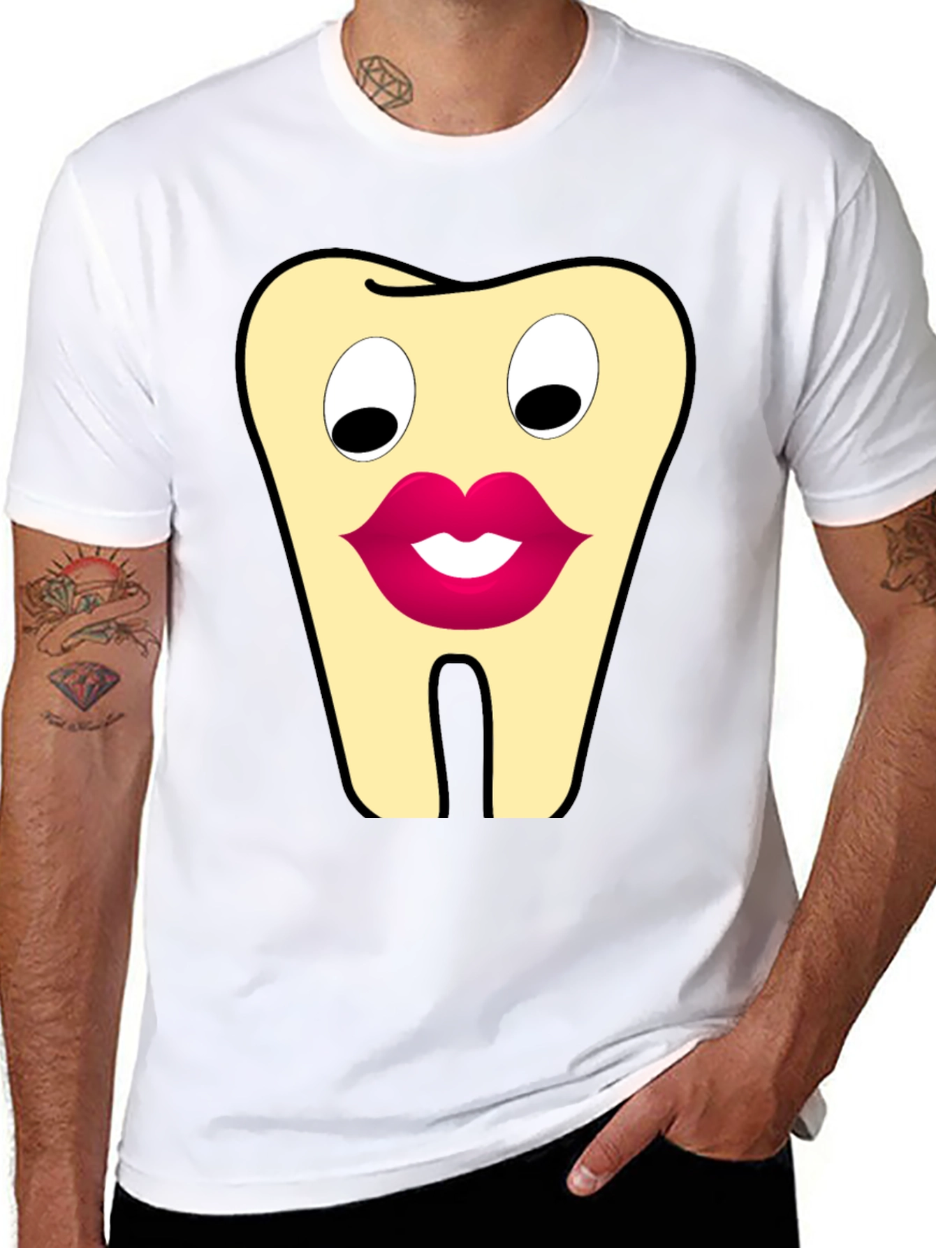 Funny Tooth Cartoon Graphic T-Shirt