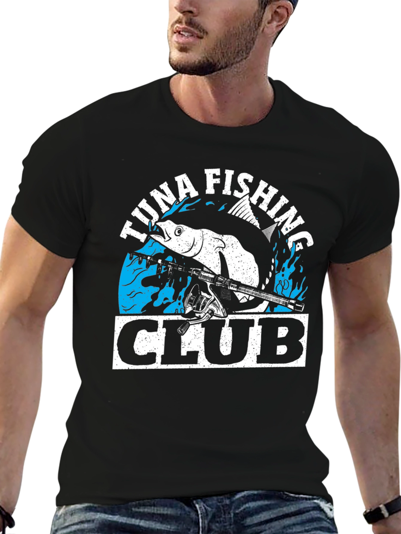 Tuna Fishing Club Graphic Tee - Black Cotton T-Shirt