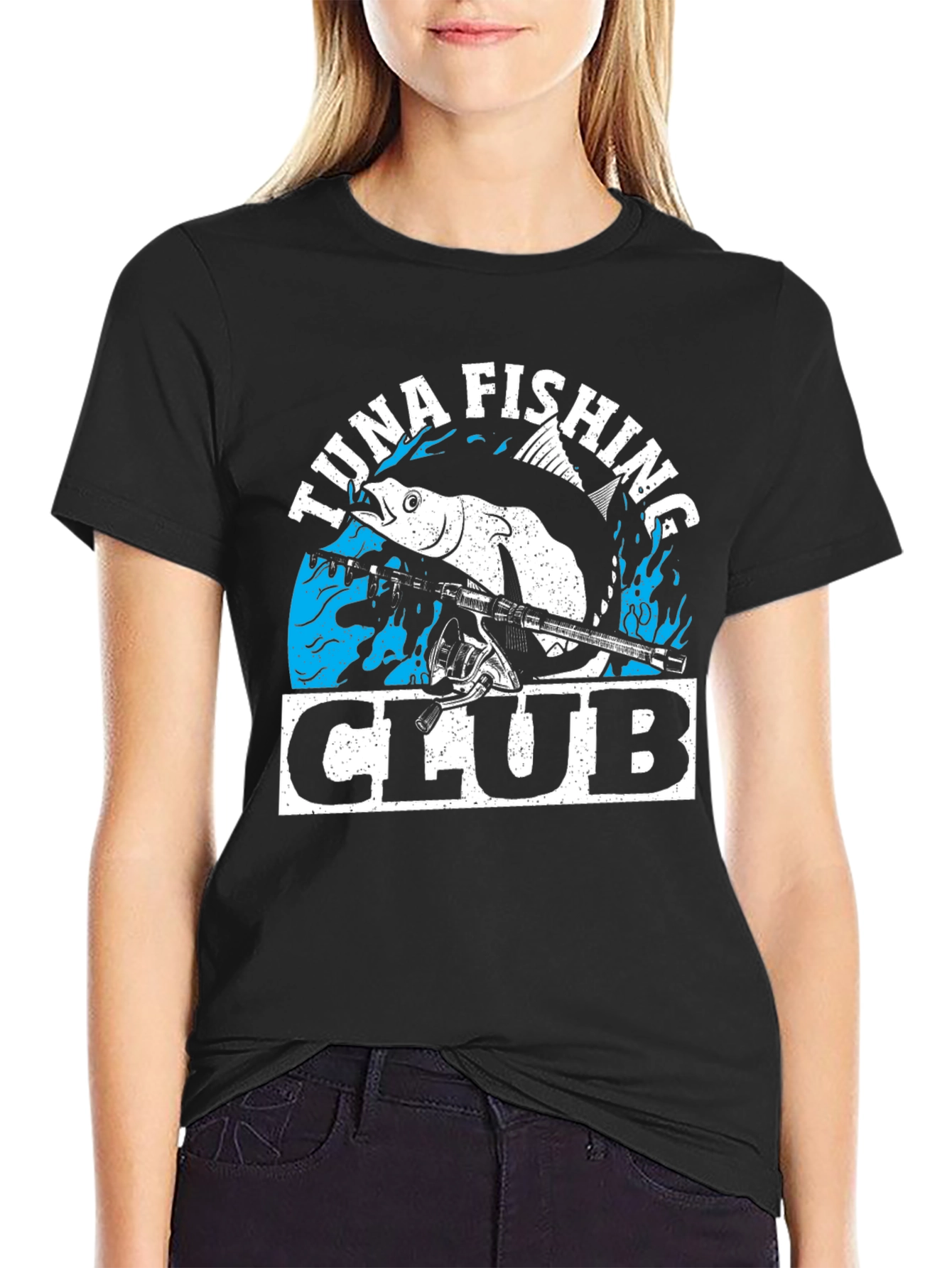 Tuna Fishing Club Graphic Tee - Black Cotton T-Shirt