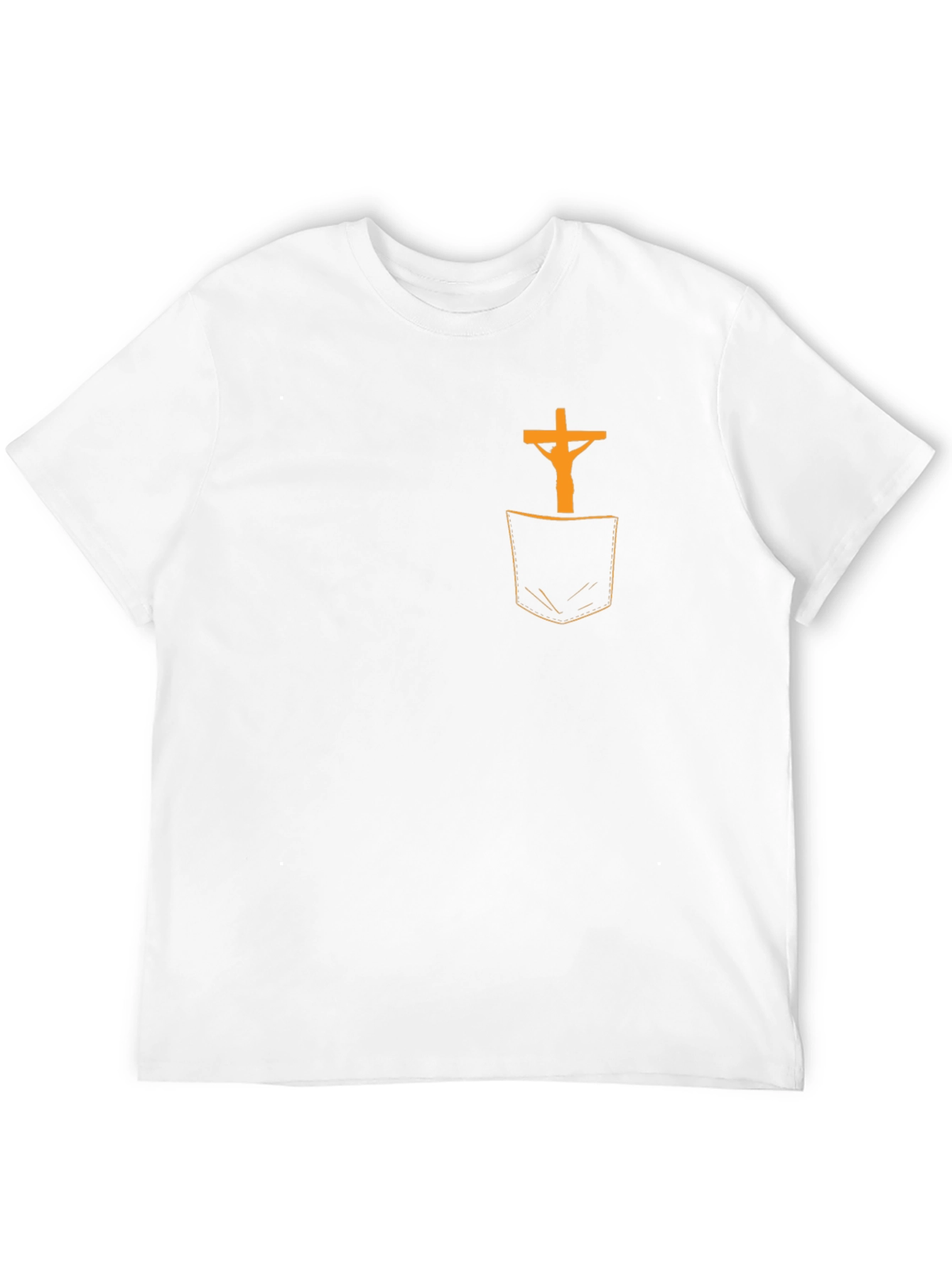 Cross in Pocket Graphic T-Shirt - Religious Tee