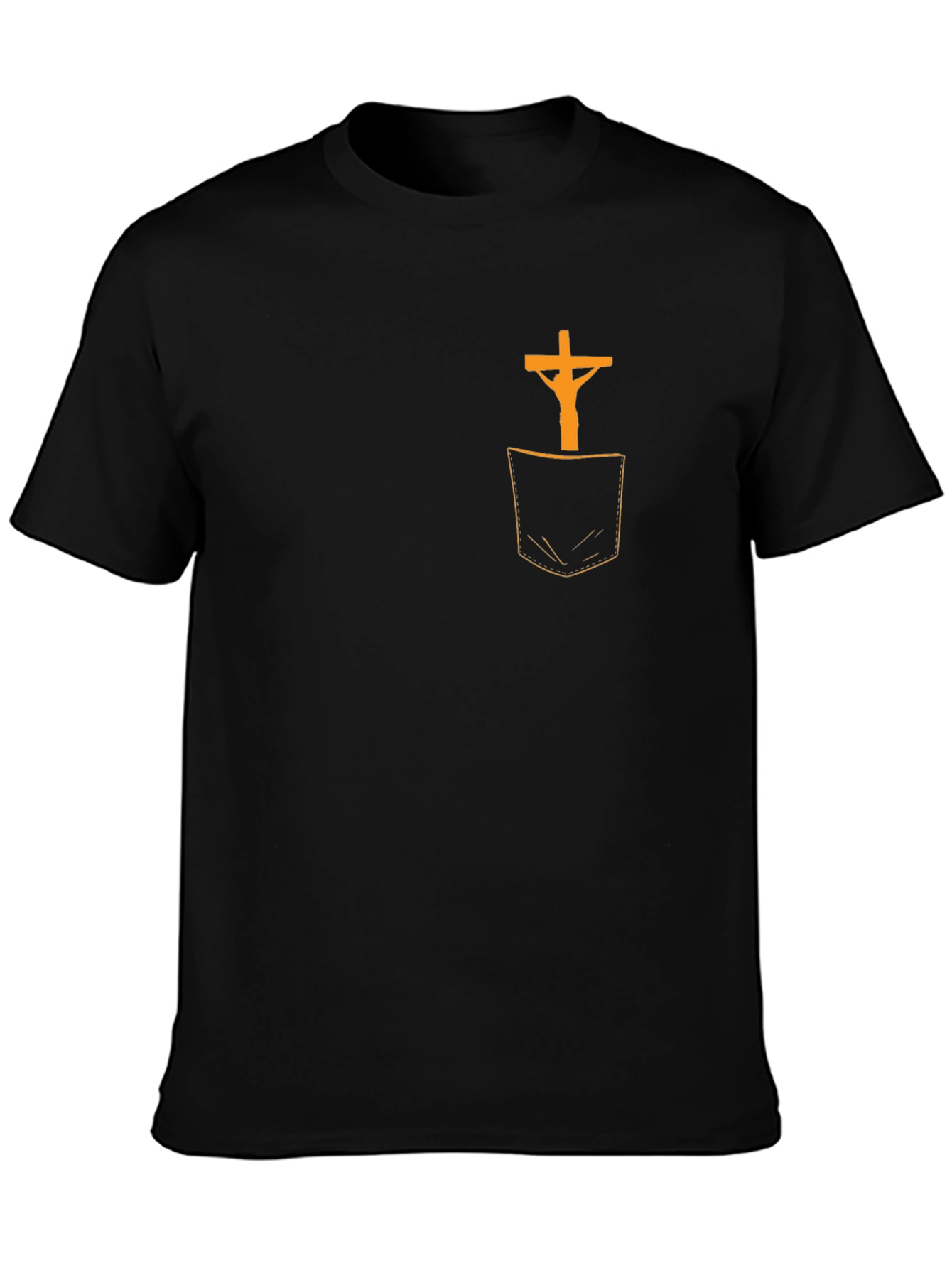 Cross in Pocket Graphic T-Shirt - Religious Tee