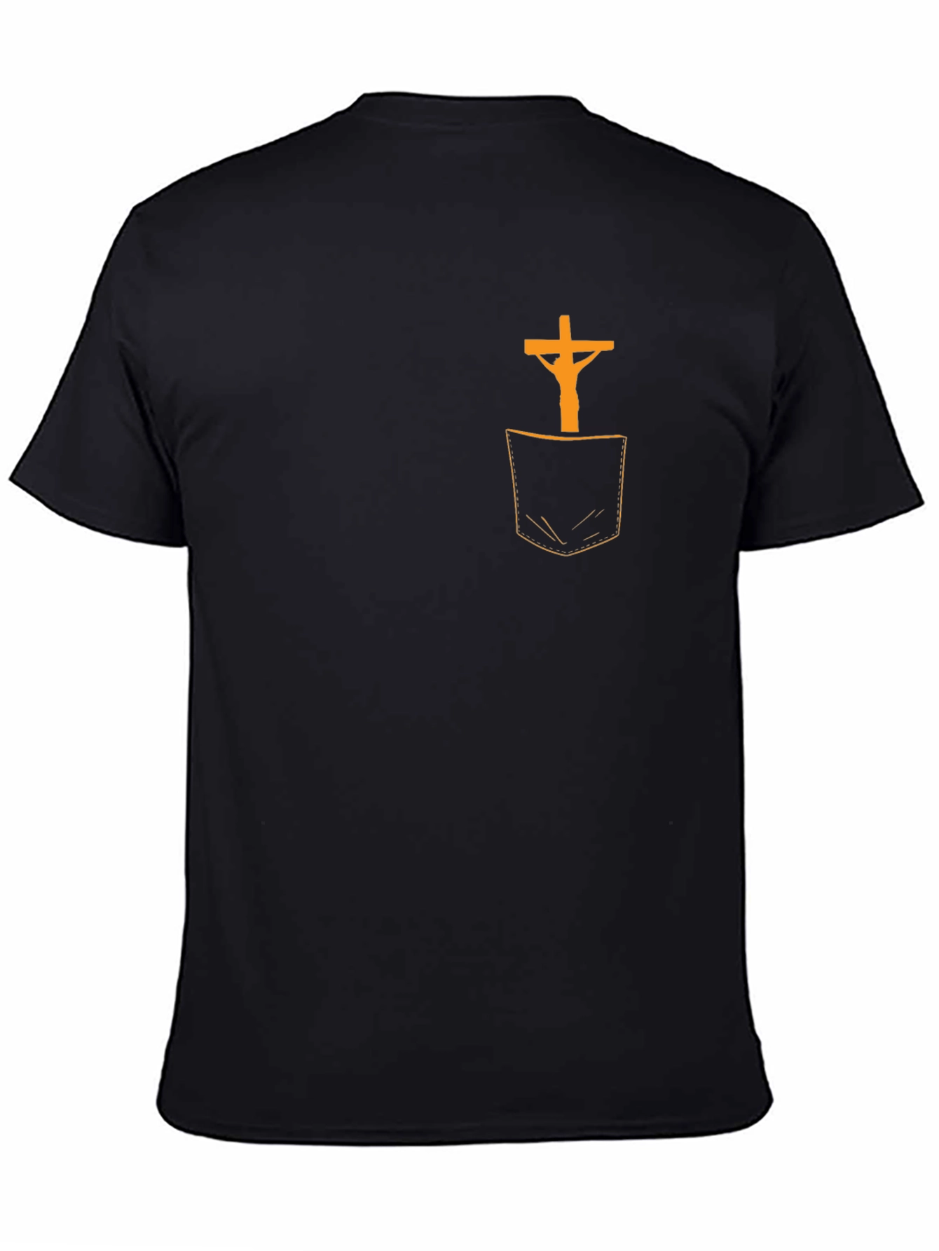 Cross in Pocket Graphic T-Shirt - Religious Tee