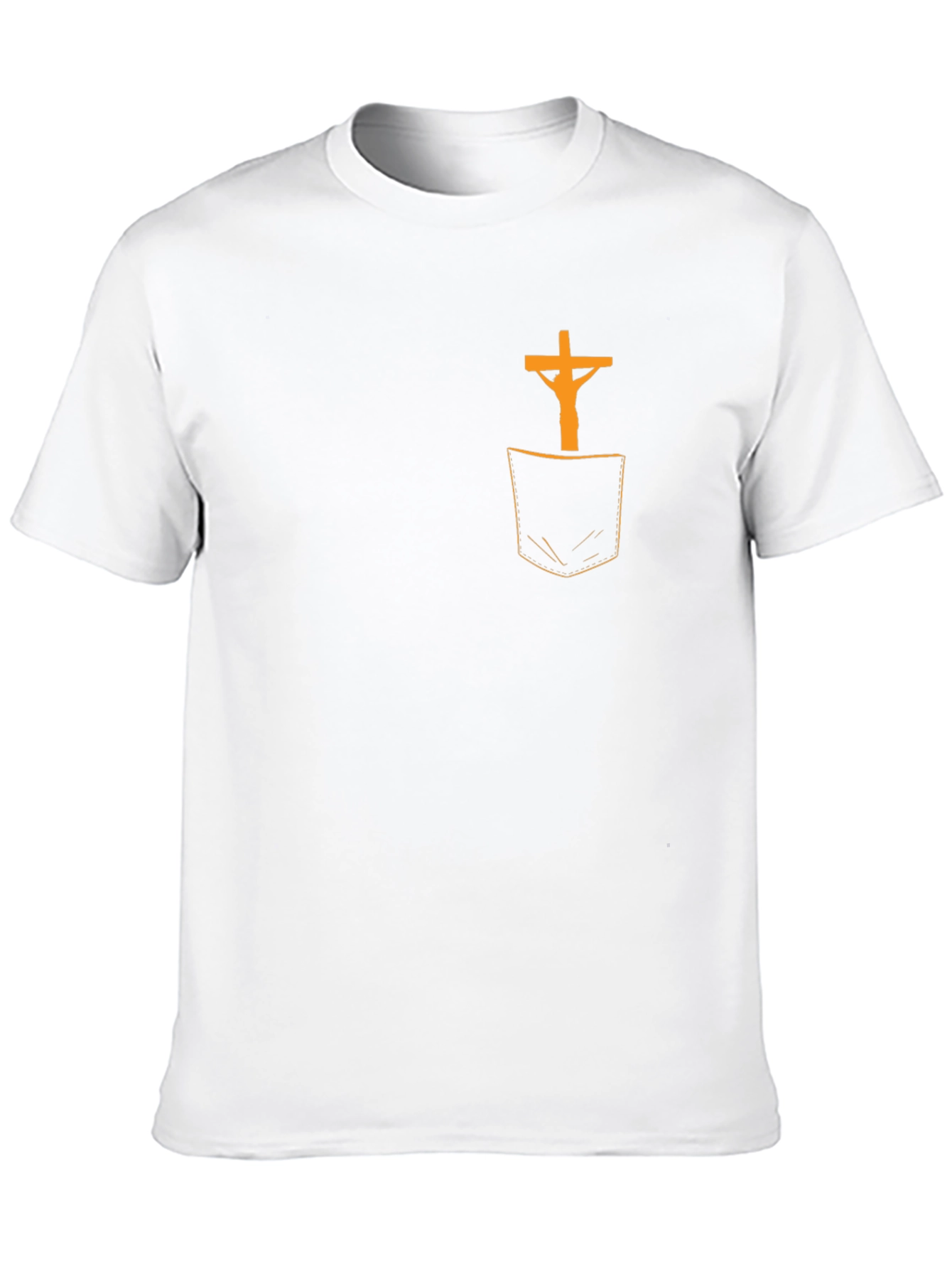 Cross in Pocket Graphic T-Shirt - Religious Tee