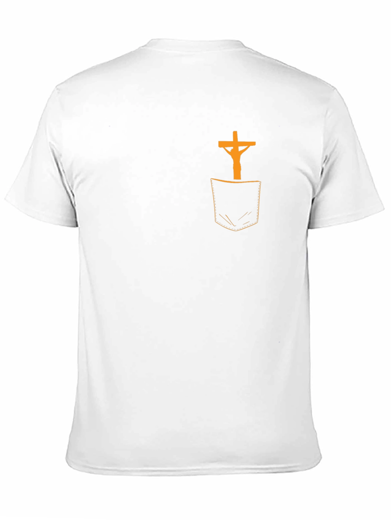 Cross in Pocket Graphic T-Shirt - Religious Tee