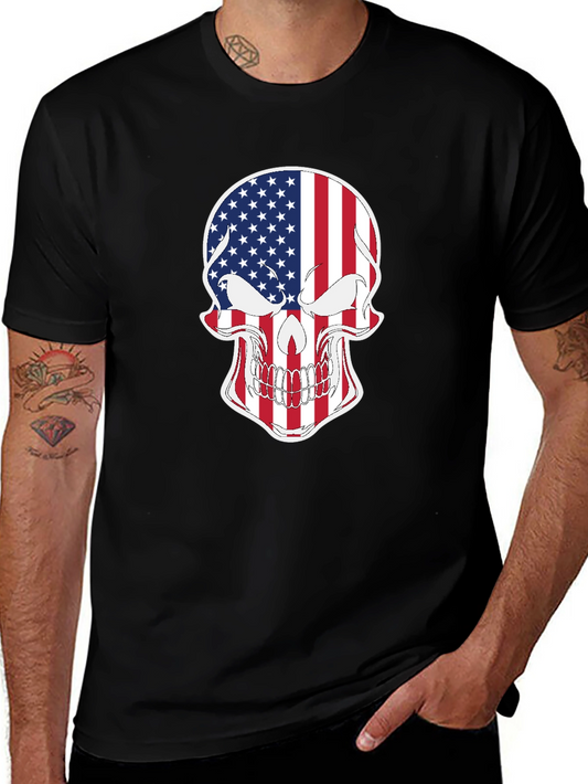 American Flag Skull Graphic T-Shirt