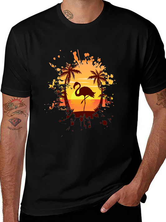 Flamingo Sunset Graphic Tee - Tropical Vibes