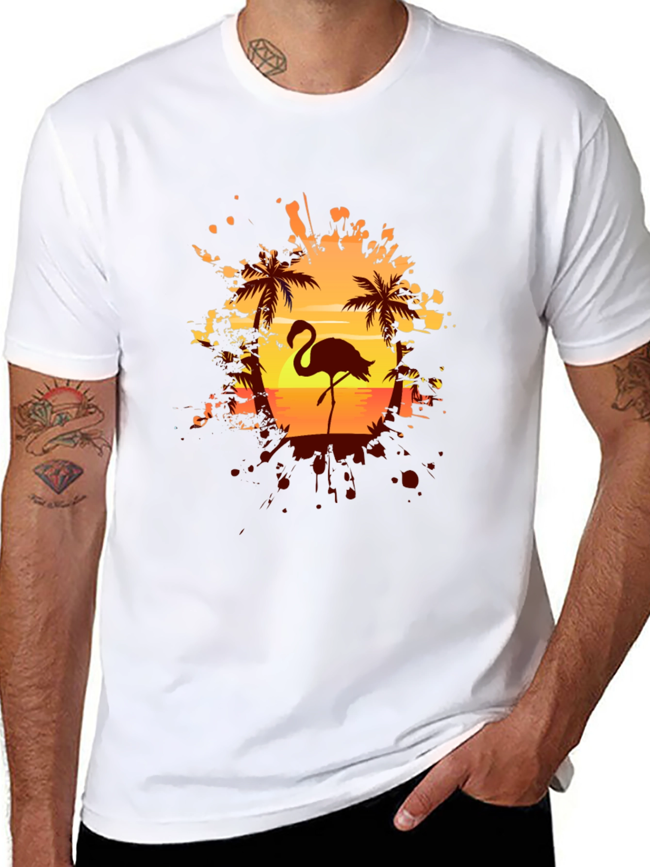 Flamingo Sunset Graphic Tee - Tropical Vibes