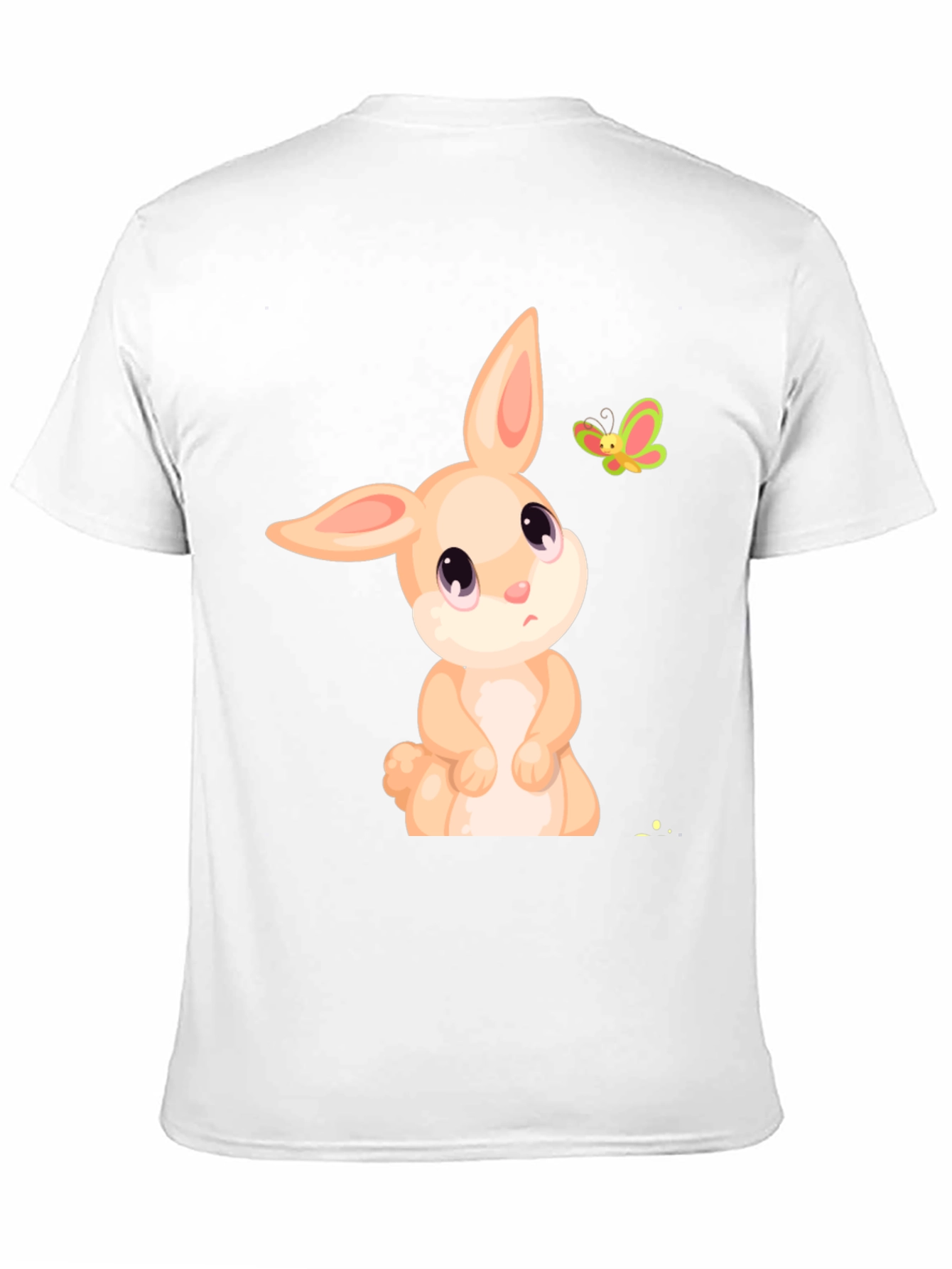 Cute Bunny & Butterfly Graphic Tee - Black