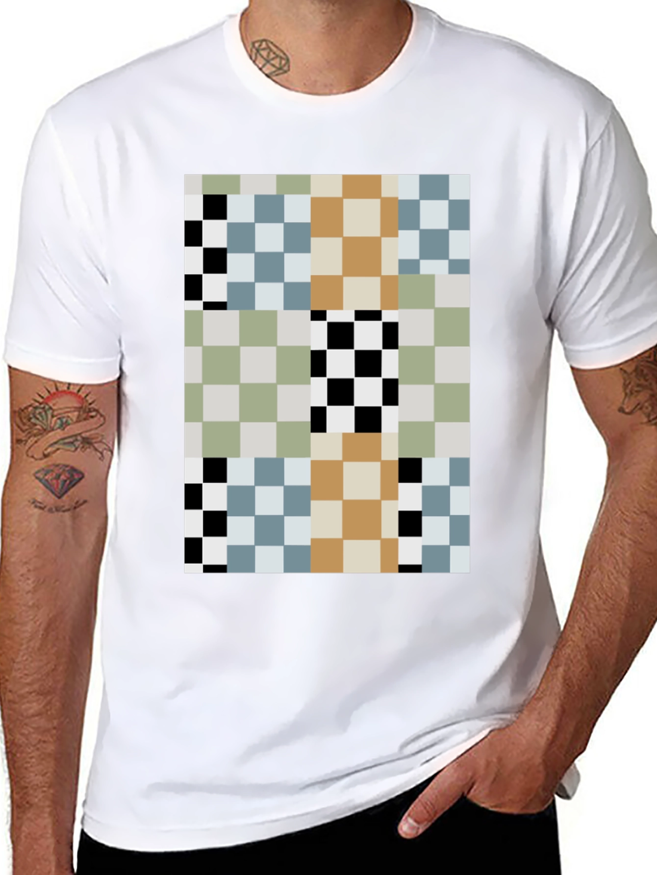 Pixelated Pattern T-Shirt - Modern Abstract Style