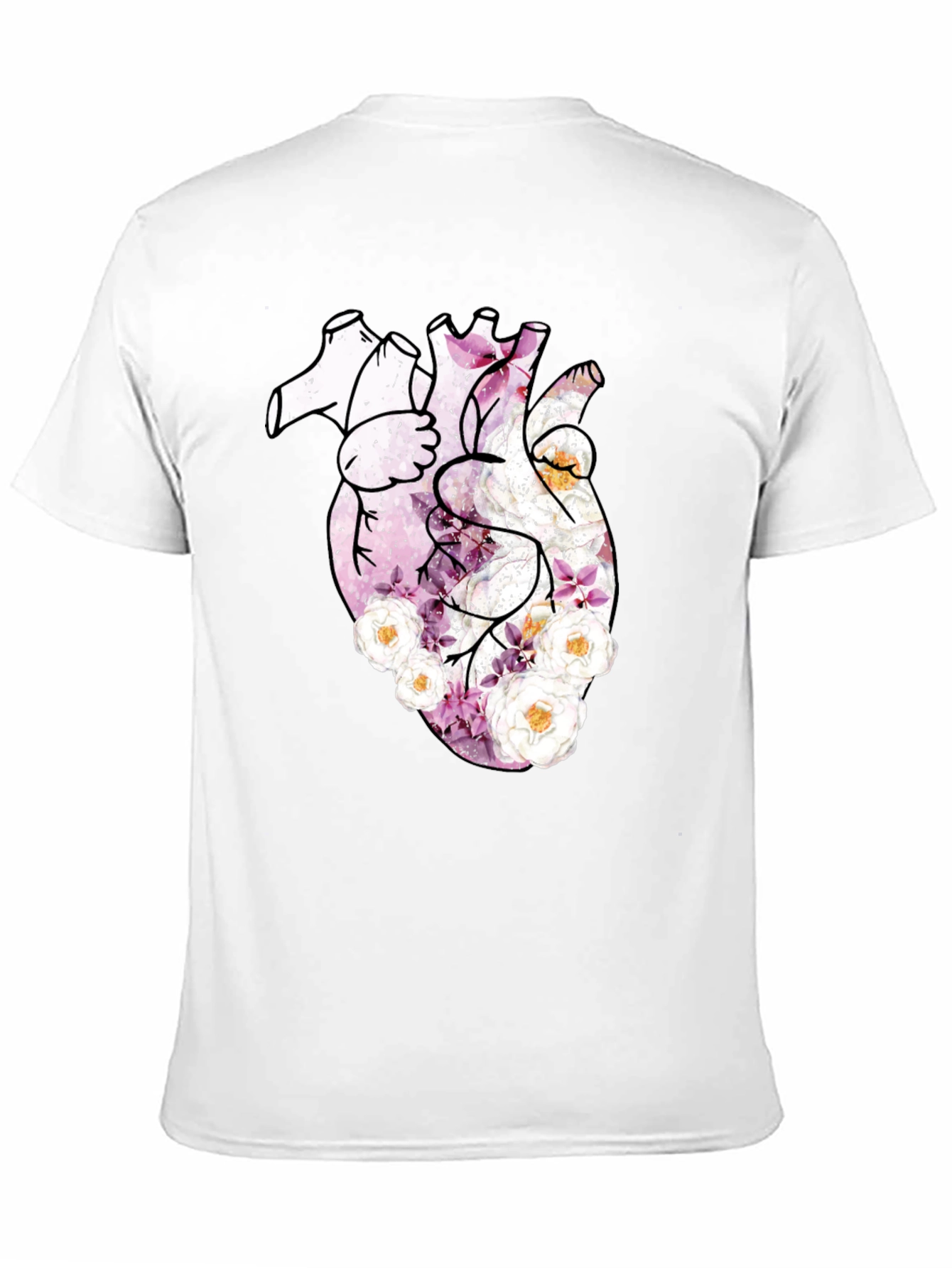 Floral Heart Print Black T-Shirt