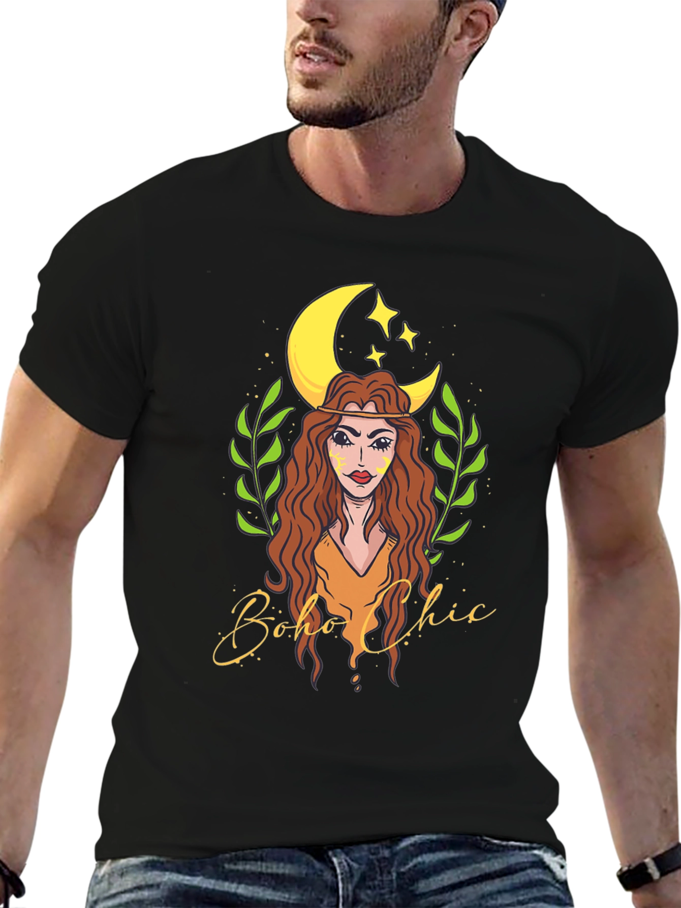 Boho Chic T-Shirt - Crescent Moon Goddess