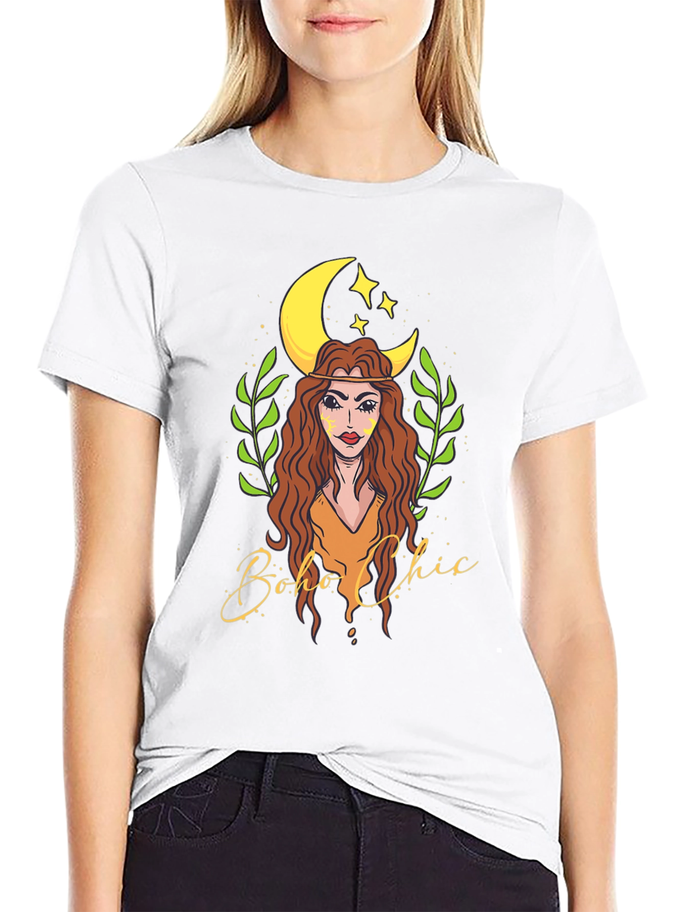 Boho Chic T-Shirt - Crescent Moon Goddess