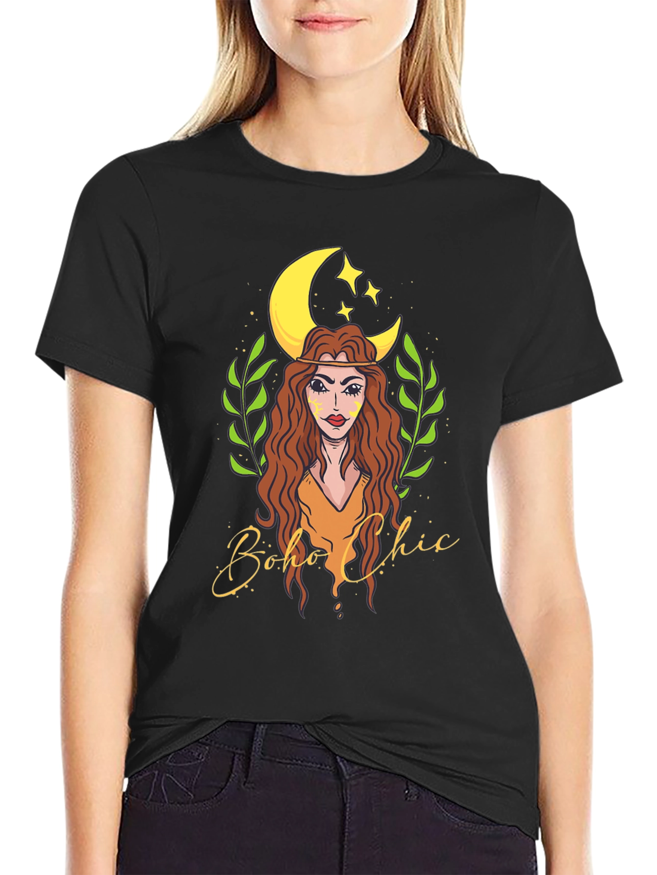 Boho Chic T-Shirt - Crescent Moon Goddess