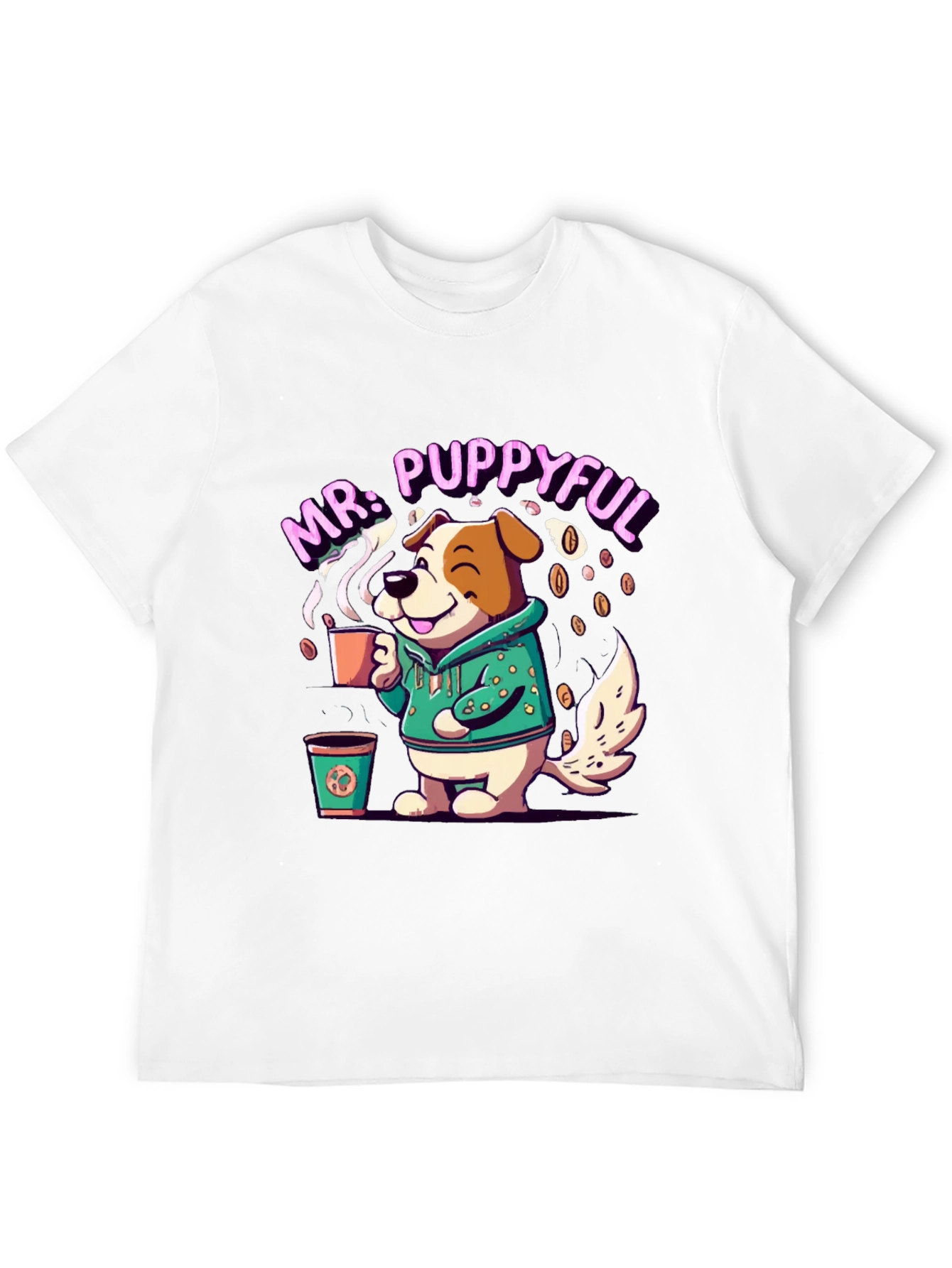 Mr. Puppyful Coffee Lover Black T-Shirt