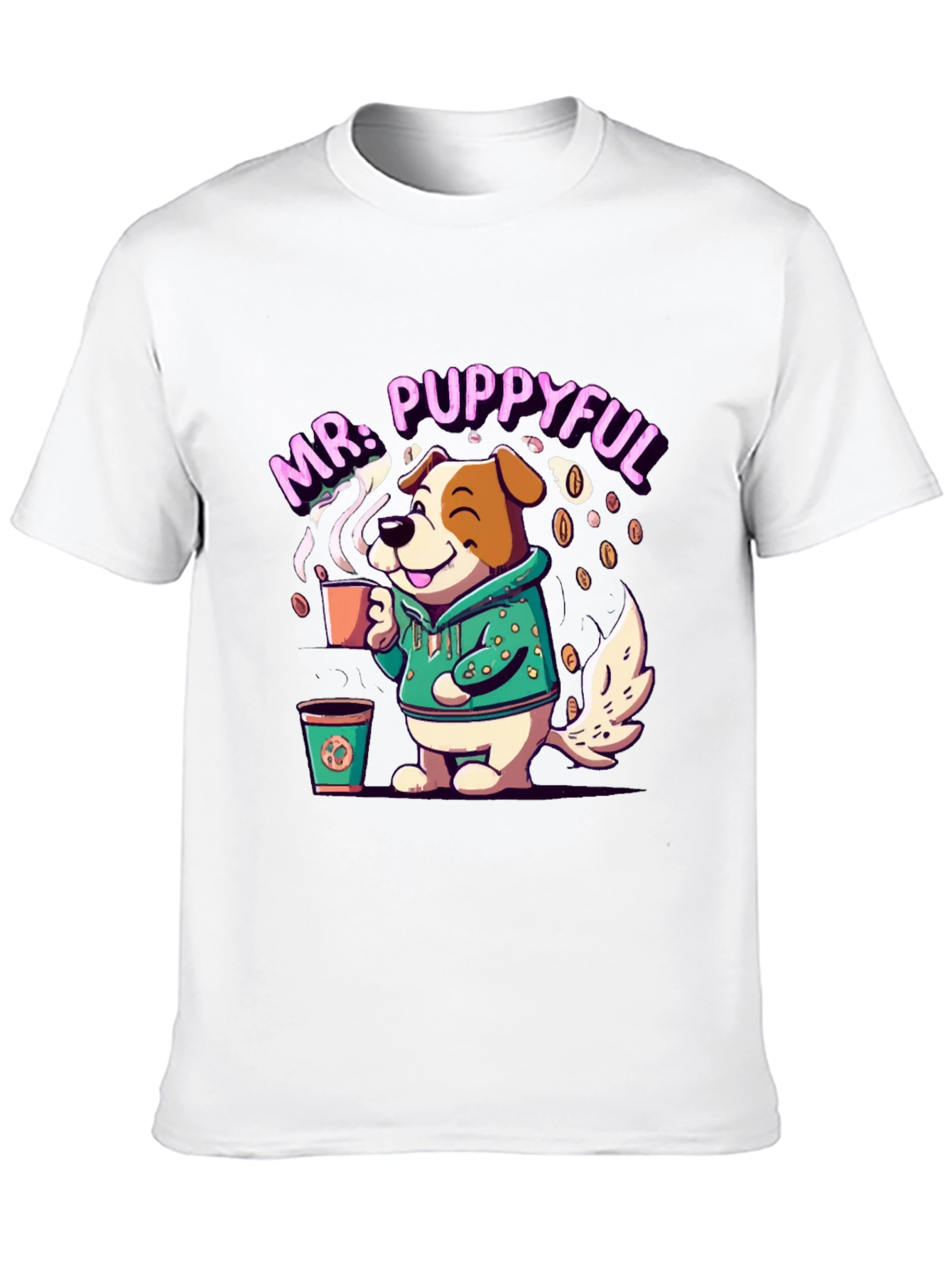 Mr. Puppyful Coffee Lover Black T-Shirt