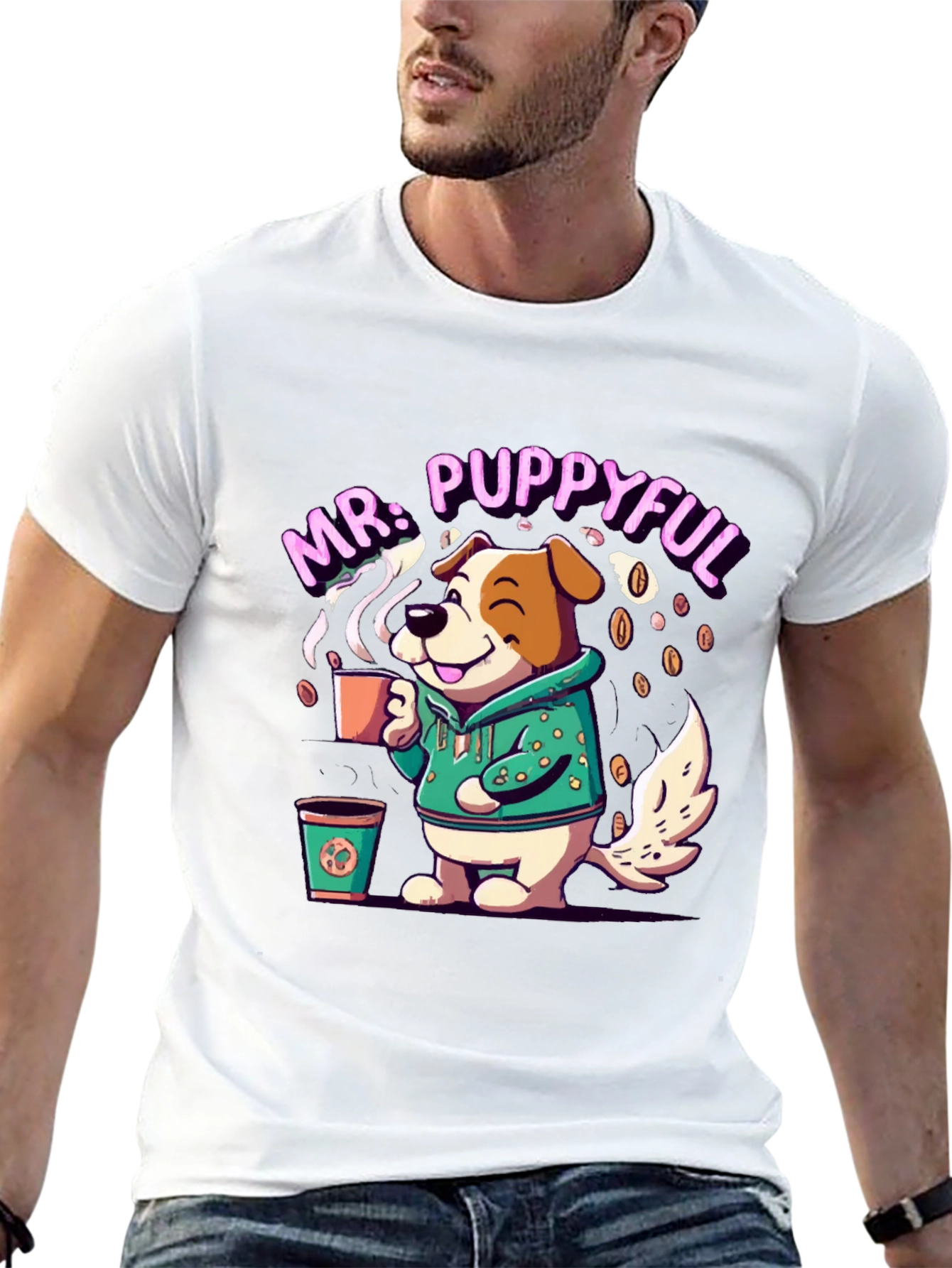 Mr. Puppyful Coffee Lover Black T-Shirt