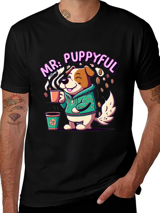 Mr. Puppyful Coffee Lover Black T-Shirt