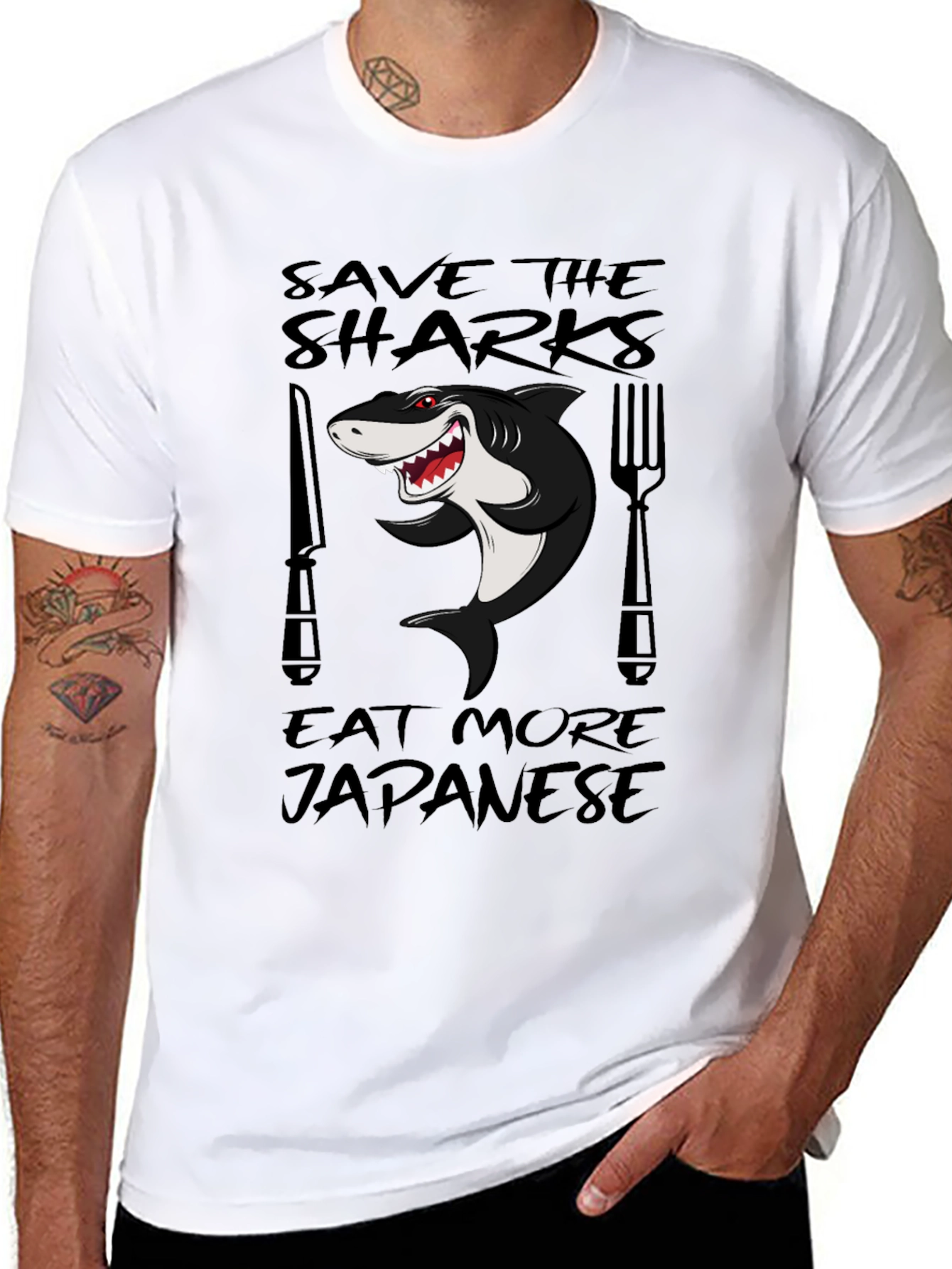 Save Sharks Eat Japanese Funny T-Shirt