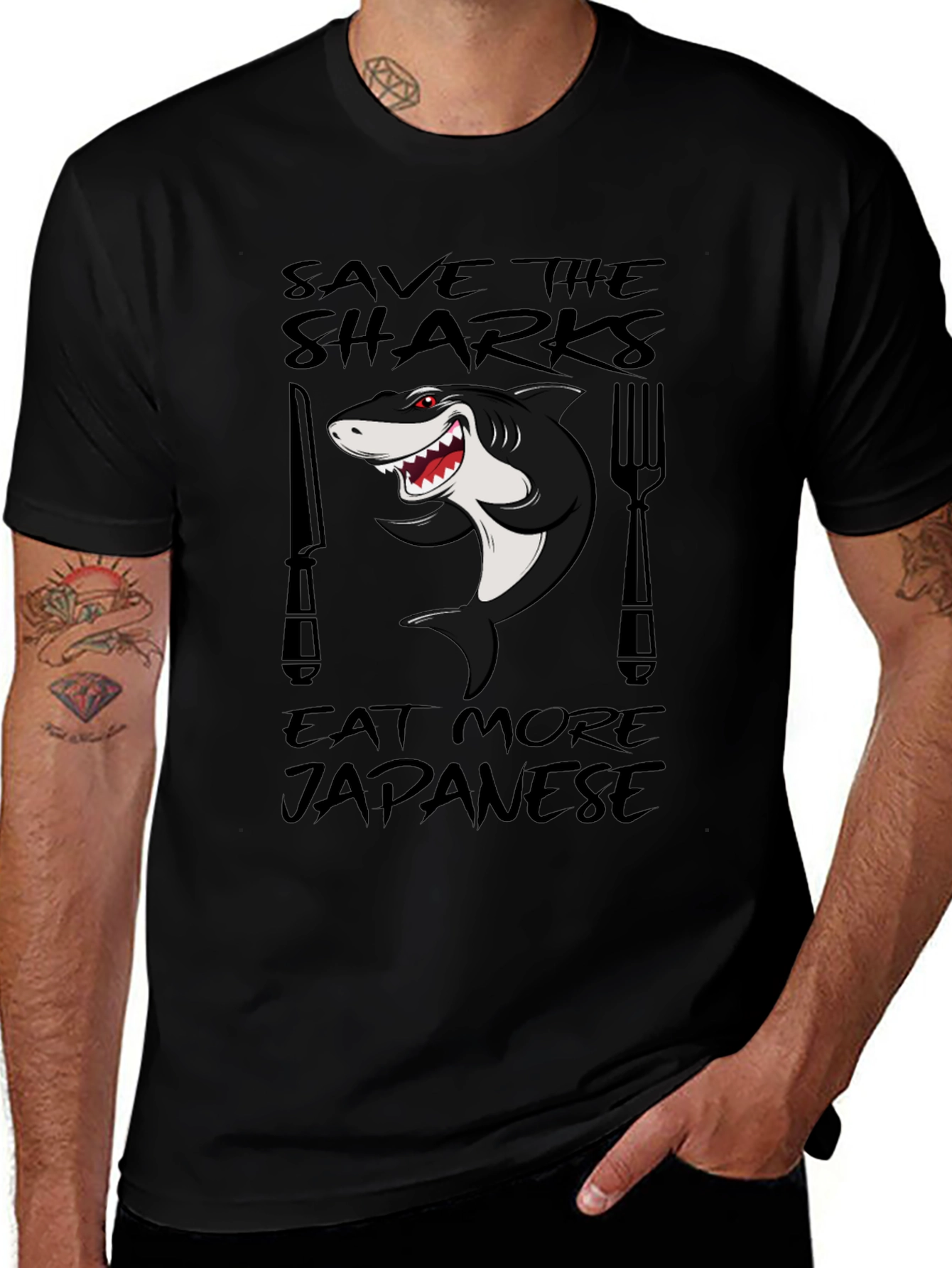 Save Sharks Eat Japanese Funny T-Shirt