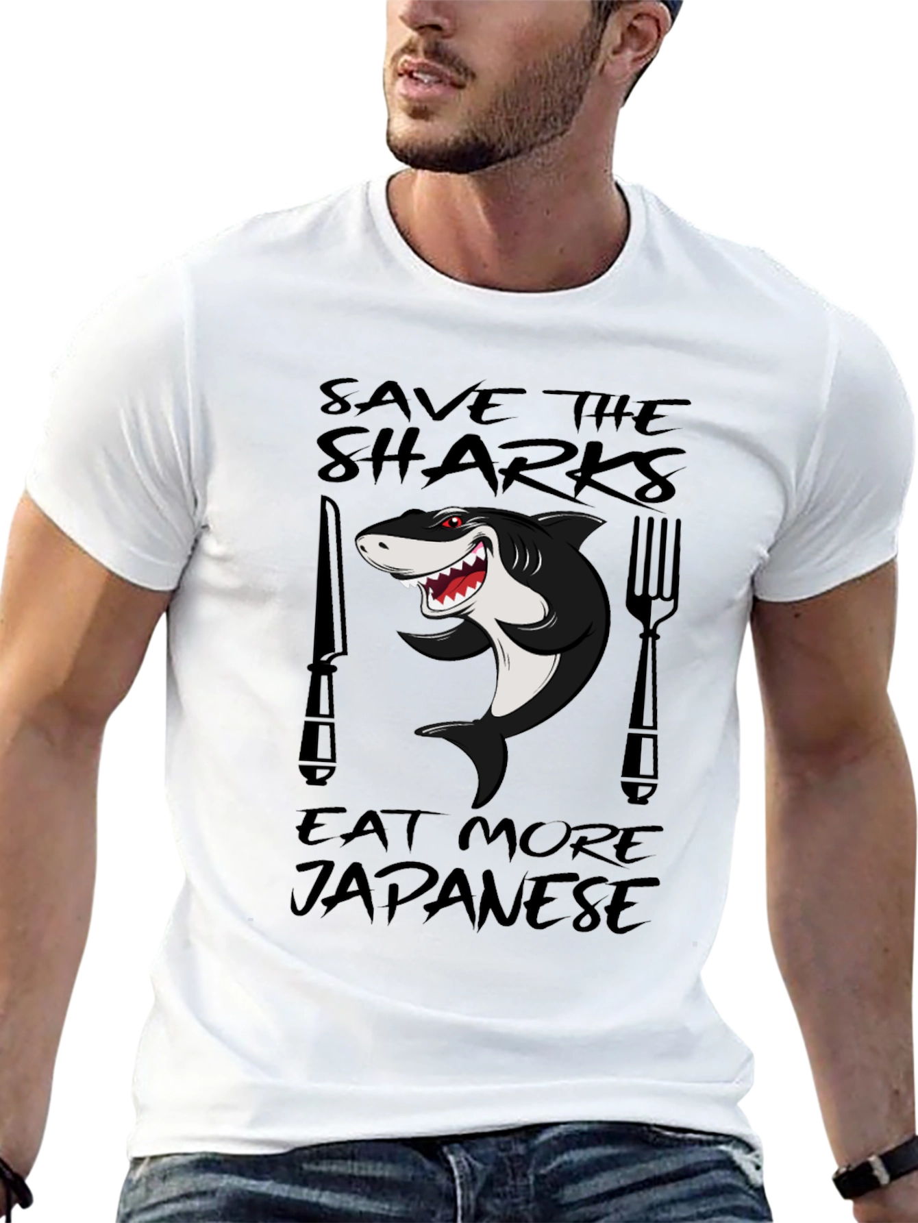 Save Sharks Eat Japanese Funny T-Shirt