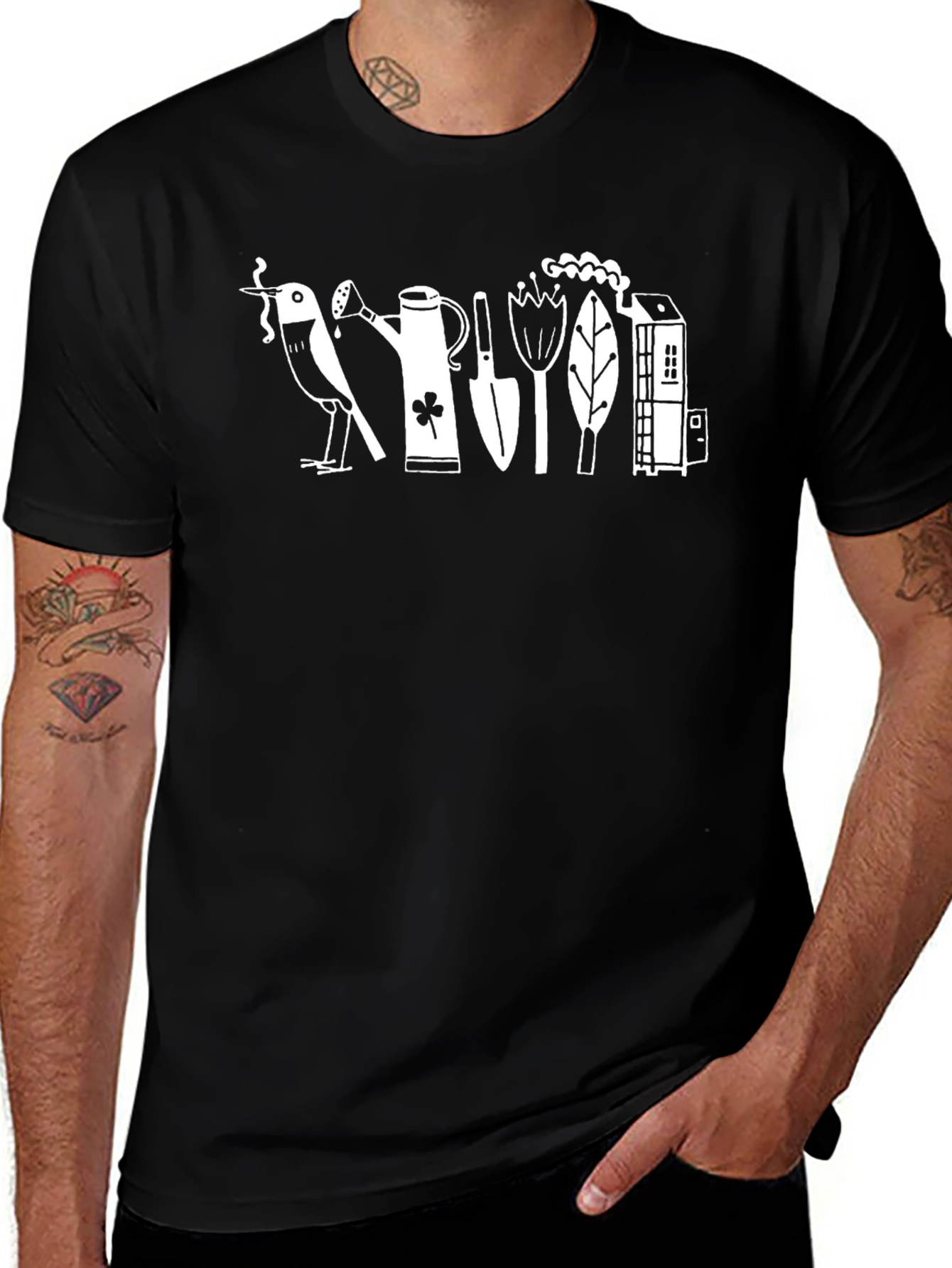 Whimsical Gardening T-Shirt - Black