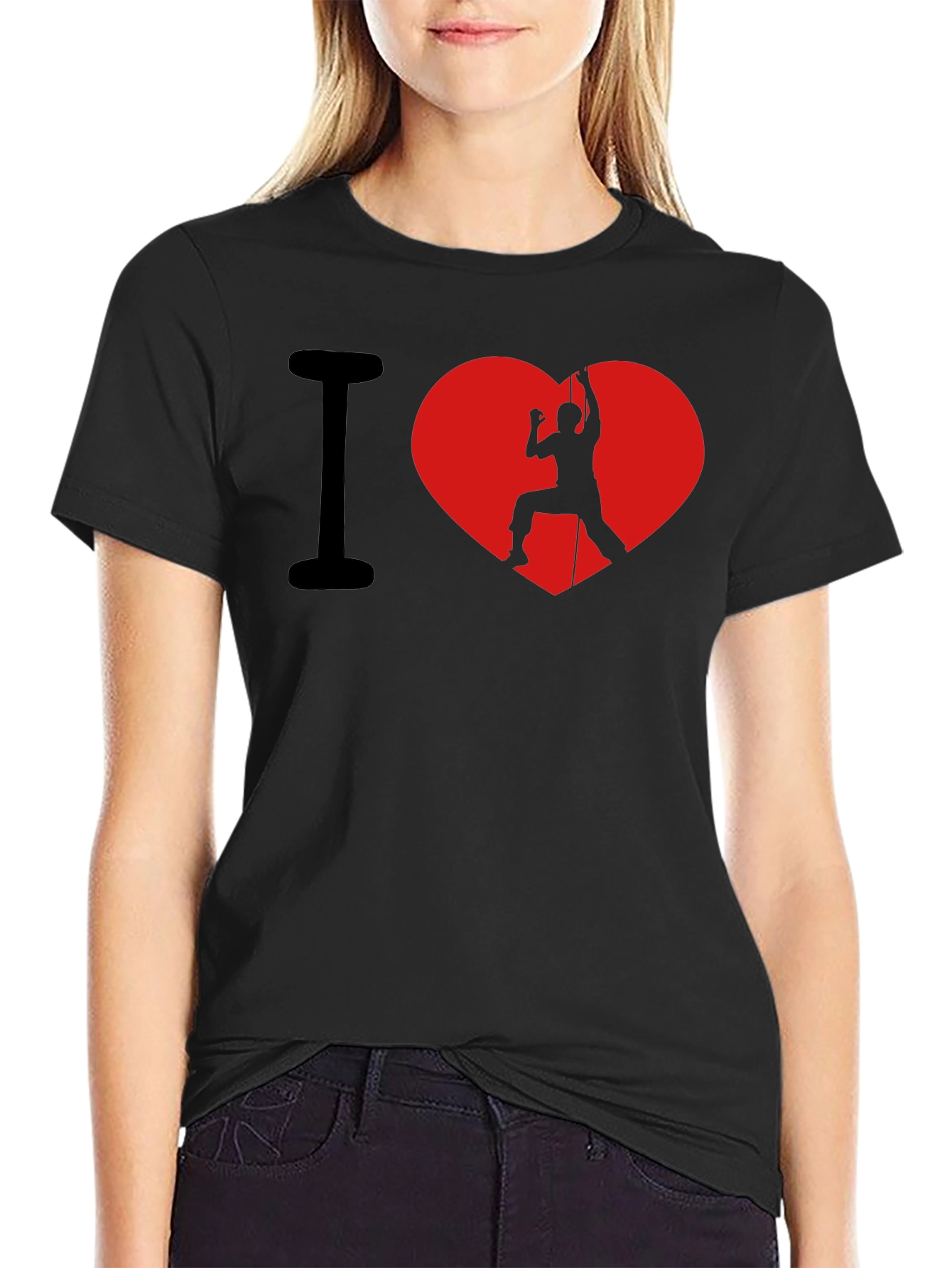I Heart Rock Climbing Black T-Shirt