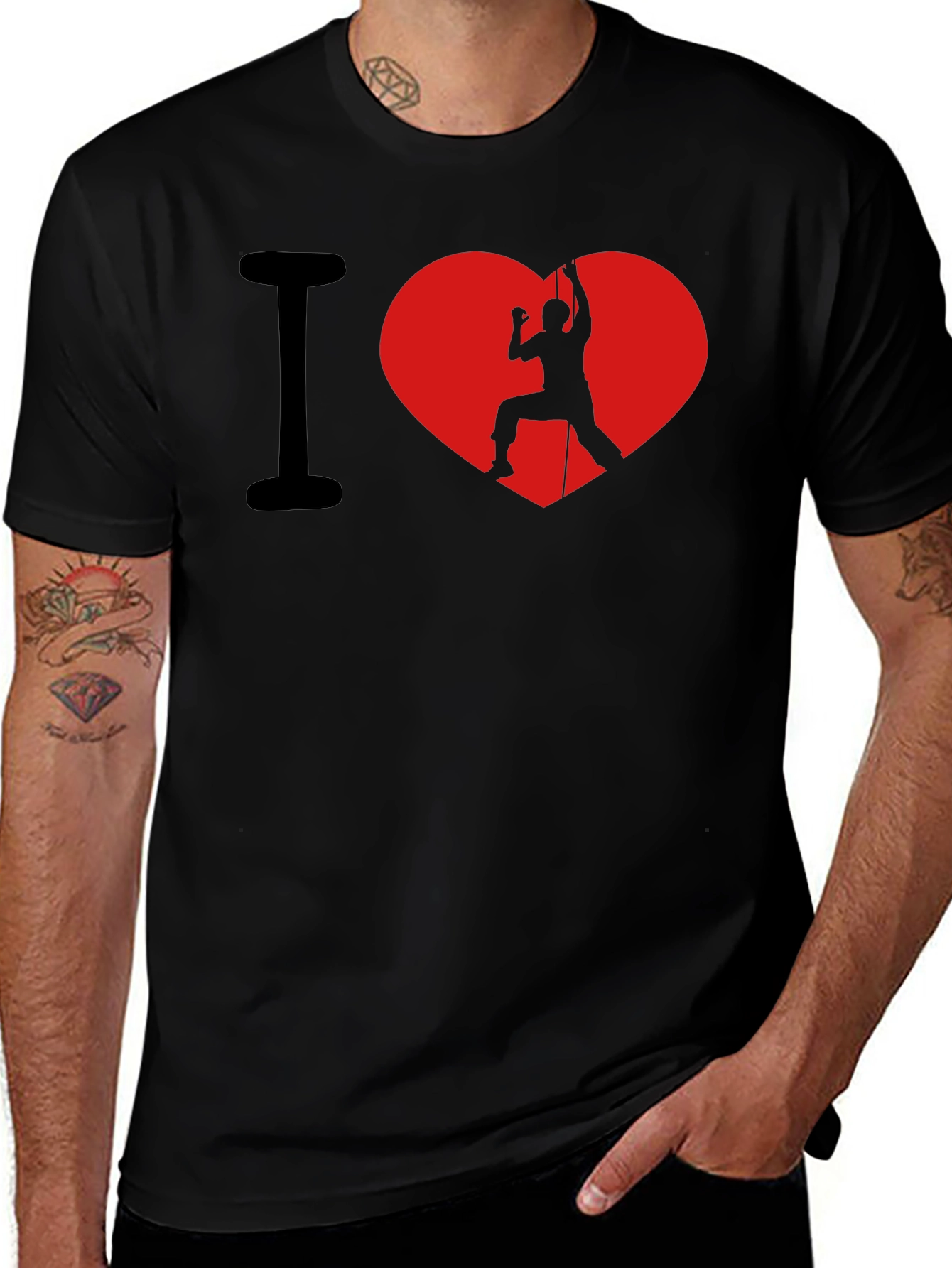I Heart Rock Climbing Black T-Shirt