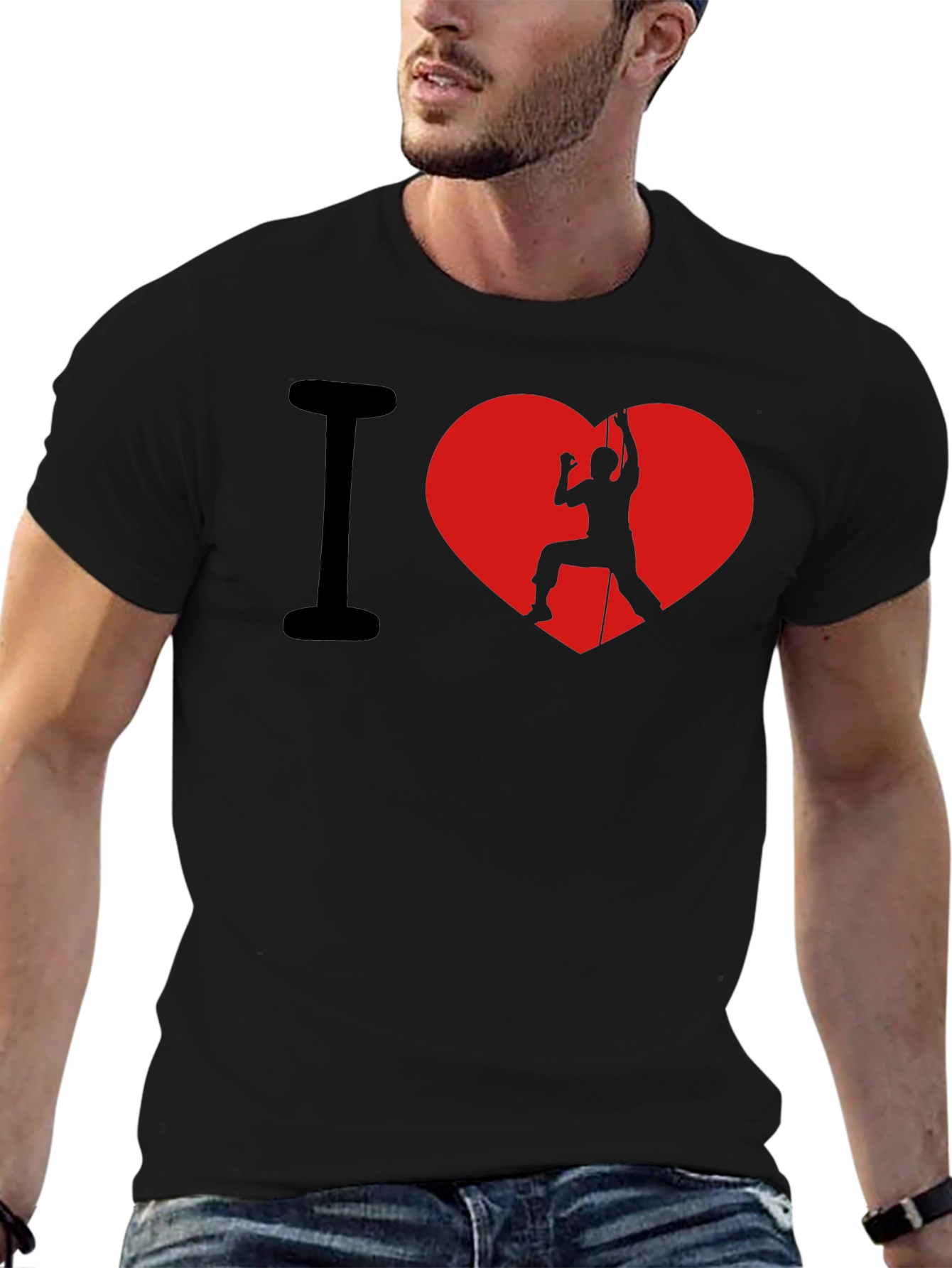 I Heart Rock Climbing Black T-Shirt
