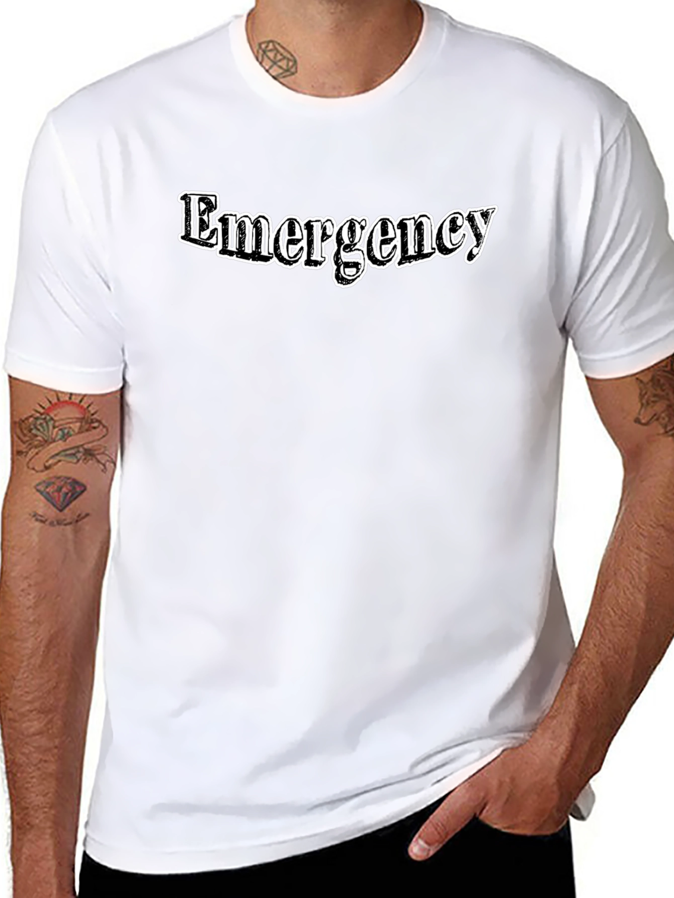 Emergency Graphic Print Black T-Shirt