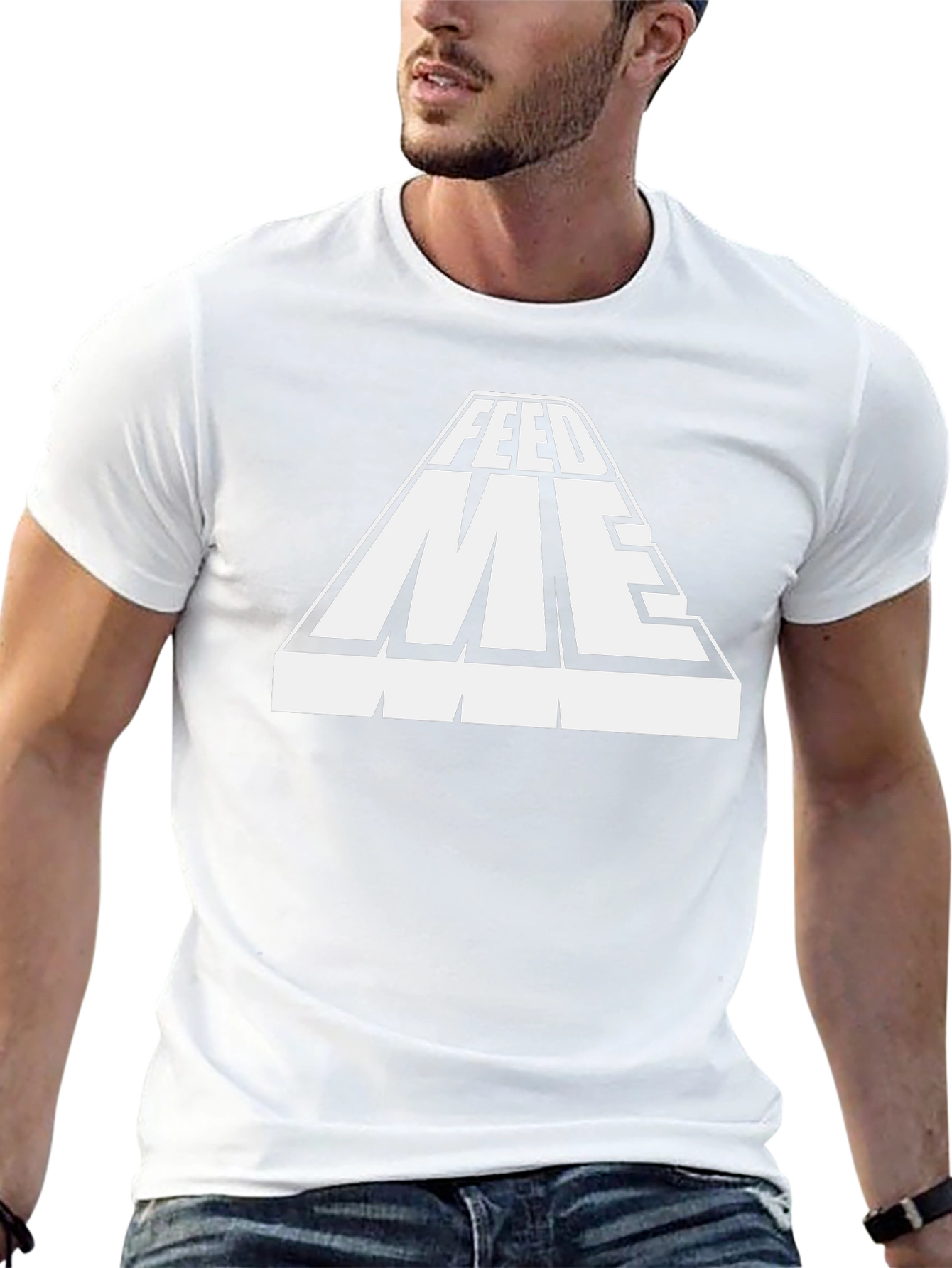 Feed Me Graphic Print Black T-Shirt