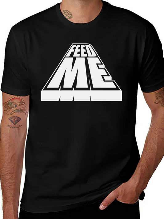 Feed Me Graphic Print Black T-Shirt