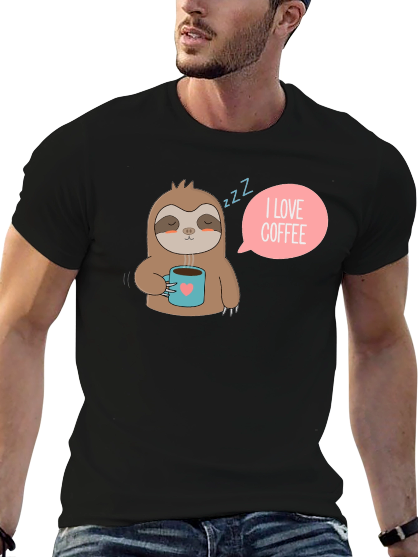 I Love Coffee Sloth Tee - Unisex Soft Cotton