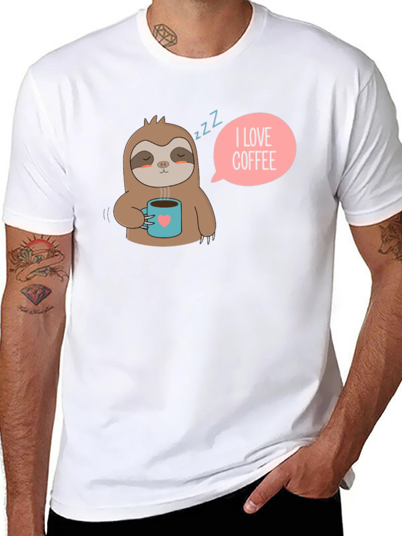 I Love Coffee Sloth Tee - Unisex Soft Cotton
